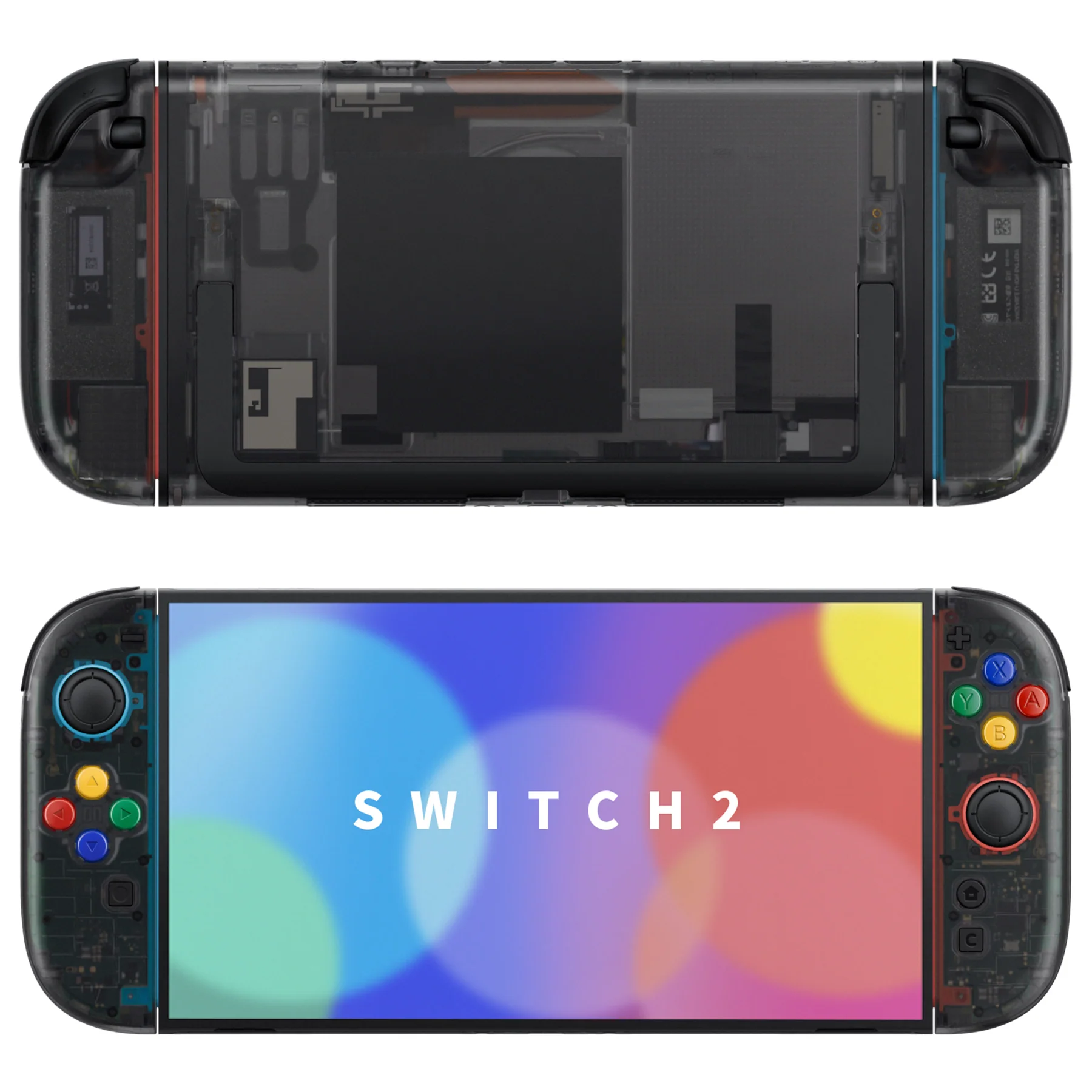 eXtremeRate DIY Replacement Full Set Shells with Buttons for Nintendo Switch 2 - Essence Version - Clear Slate Black - Image 4