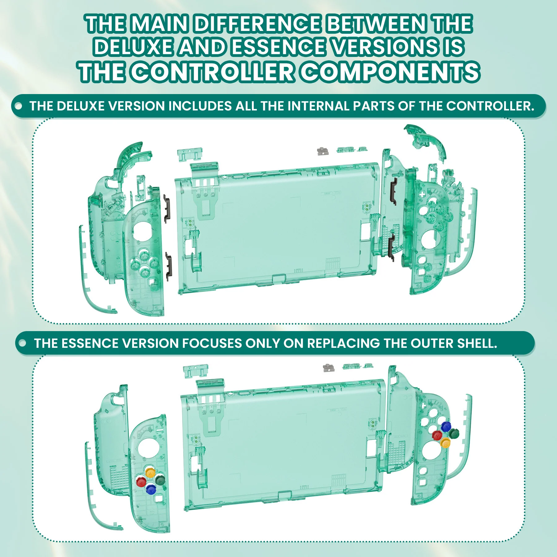 eXtremeRate DIY Replacement Full Set Shells with Buttons for Nintendo Switch 2 - Essence Version - Emerald Green - Image 3