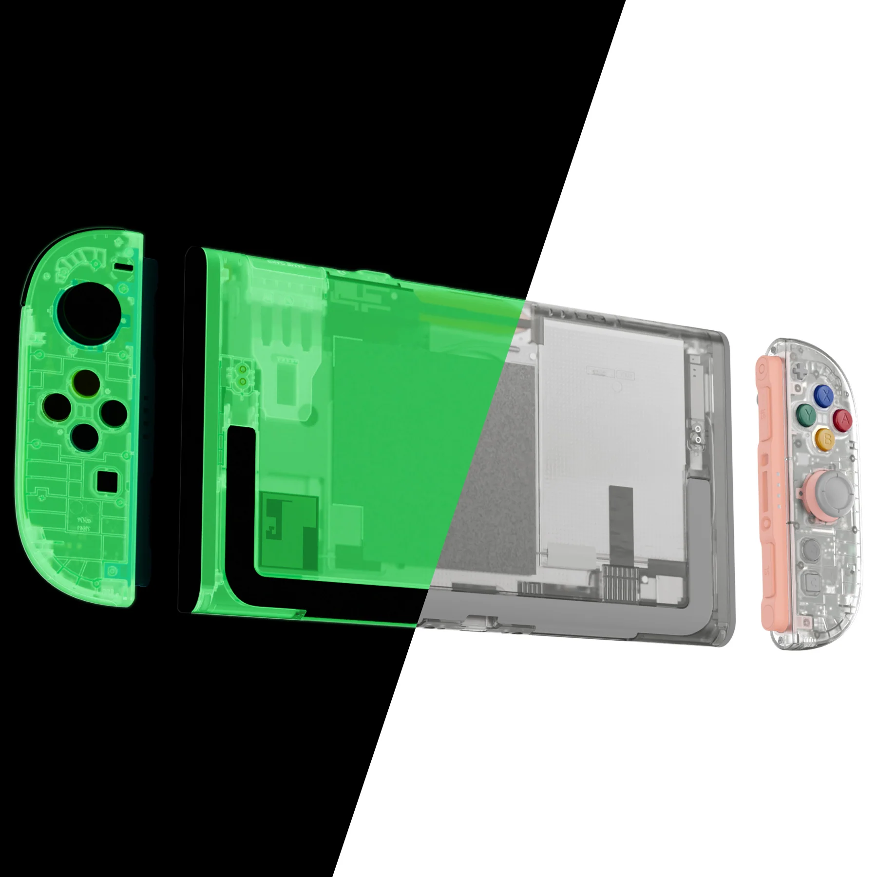 eXtremeRate DIY Replacement Full Set Shells with Buttons for Nintendo Switch 2 - Essence Version - Glow in Dark - Green - Image 6