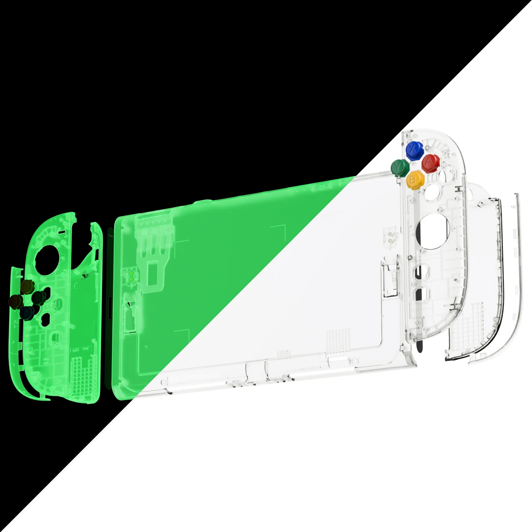 eXtremeRate DIY Replacement Full Set Shells with Buttons for Nintendo Switch 2 - Essence Version - Glow in Dark - Green - Image 7