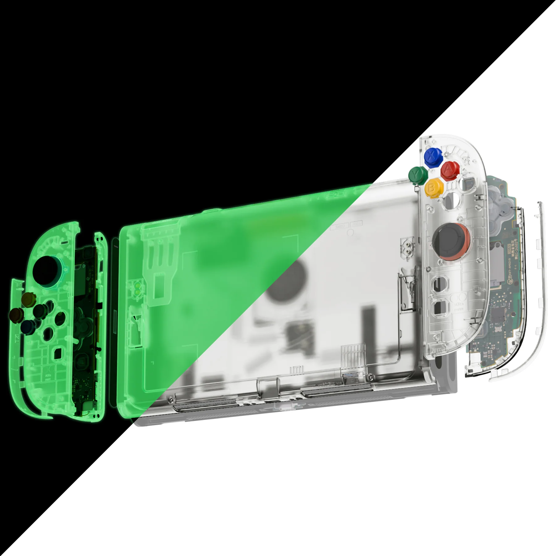 eXtremeRate DIY Replacement Full Set Shells with Buttons for Nintendo Switch 2 - Essence Version - Glow in Dark - Green - Image 8