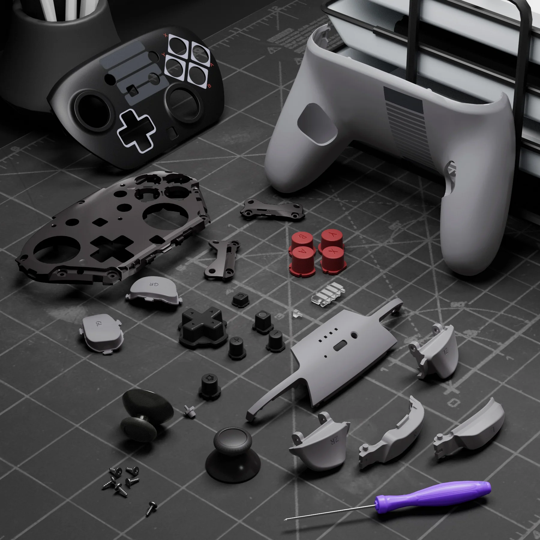 eXtremeRate DIY Replacement Full Set Shells with Buttons for Nintendo Switch 2 Pro Controller - Classic NES Style - Image 10