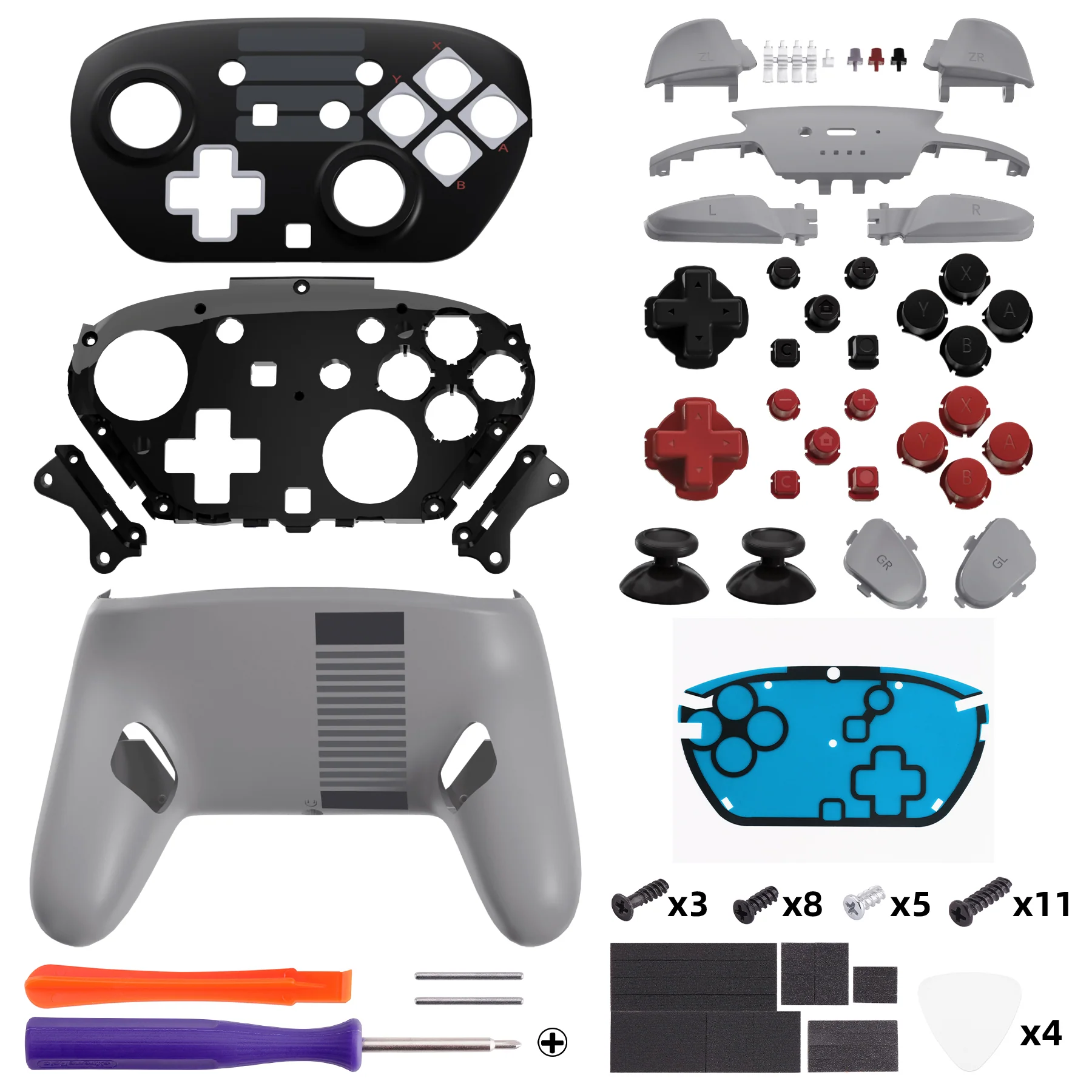 eXtremeRate DIY Replacement Full Set Shells with Buttons for Nintendo Switch 2 Pro Controller - Classic NES Style - Image 2