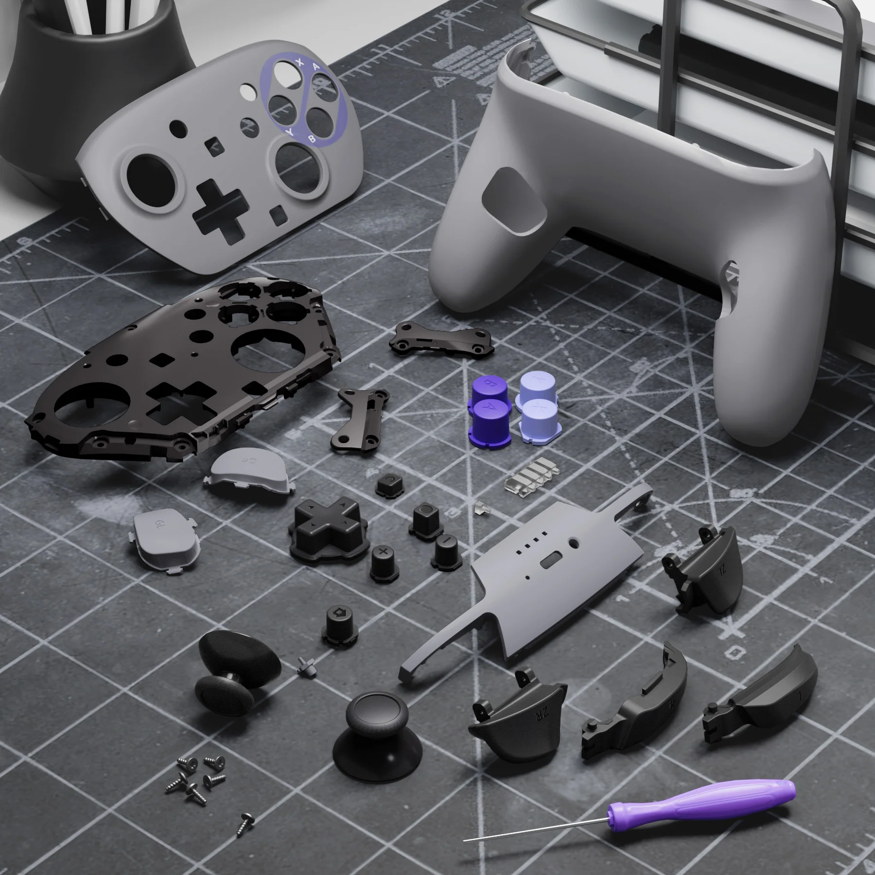 eXtremeRate DIY Replacement Full Set Shells with Buttons for Nintendo Switch 2 Pro Controller - Classic SNES Style - Image 10