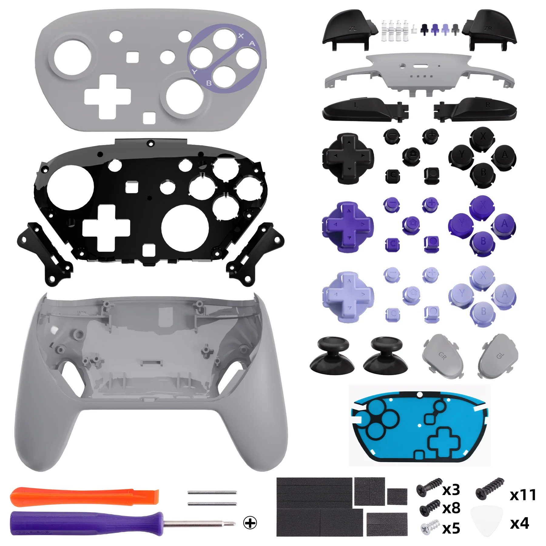 eXtremeRate DIY Replacement Full Set Shells with Buttons for Nintendo Switch 2 Pro Controller - Classic SNES Style - Image 2