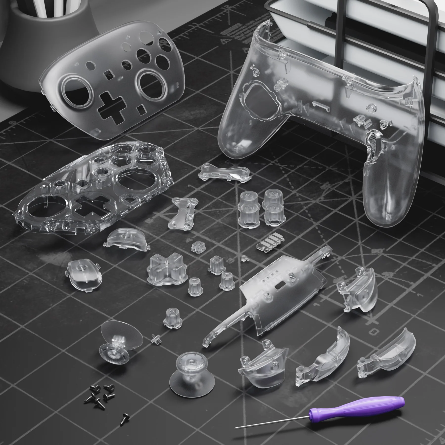 eXtremeRate DIY Replacement Full Set Shells with Buttons for Nintendo Switch 2 Pro Controller - Clear - Image 10