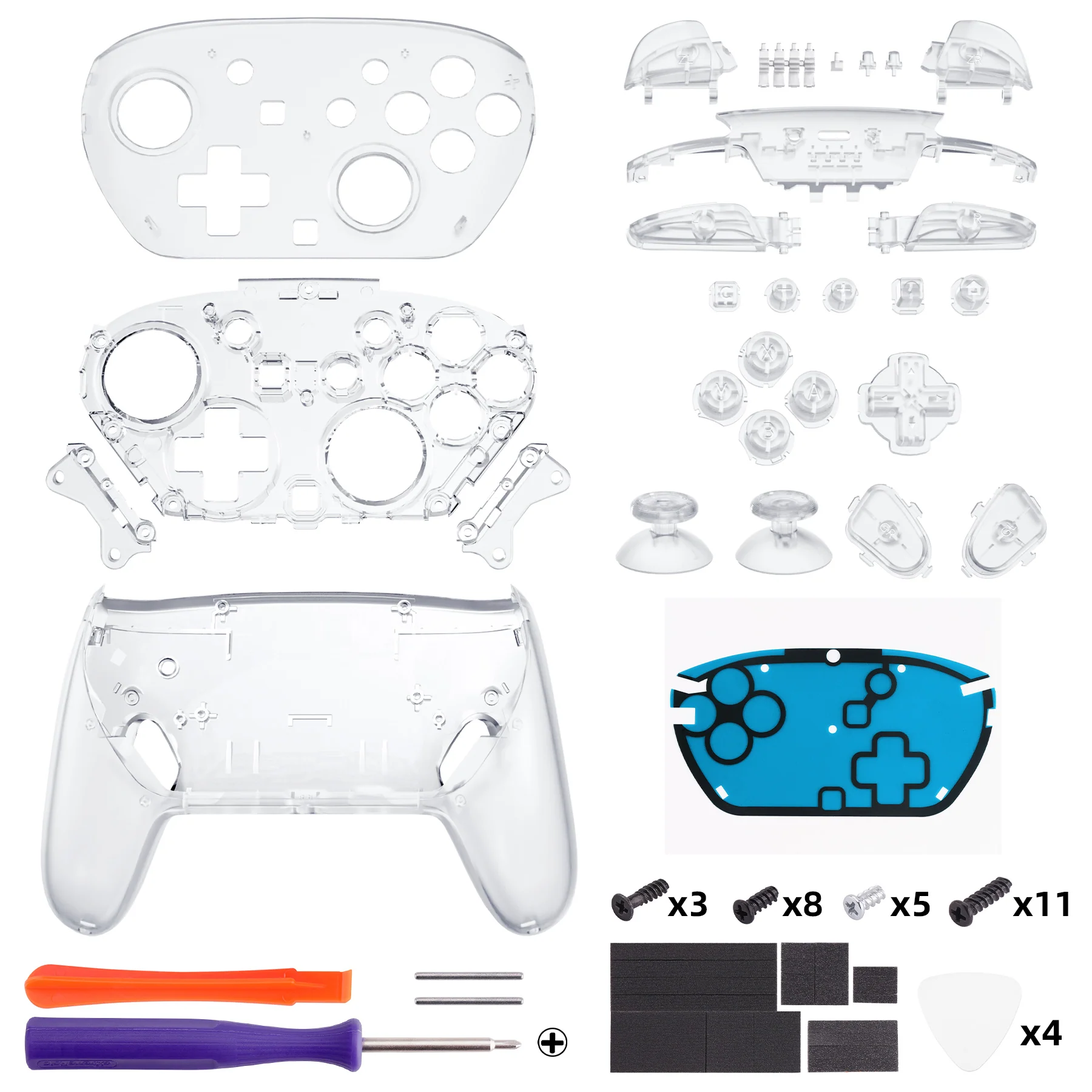 eXtremeRate DIY Replacement Full Set Shells with Buttons for Nintendo Switch 2 Pro Controller - Clear - Image 2