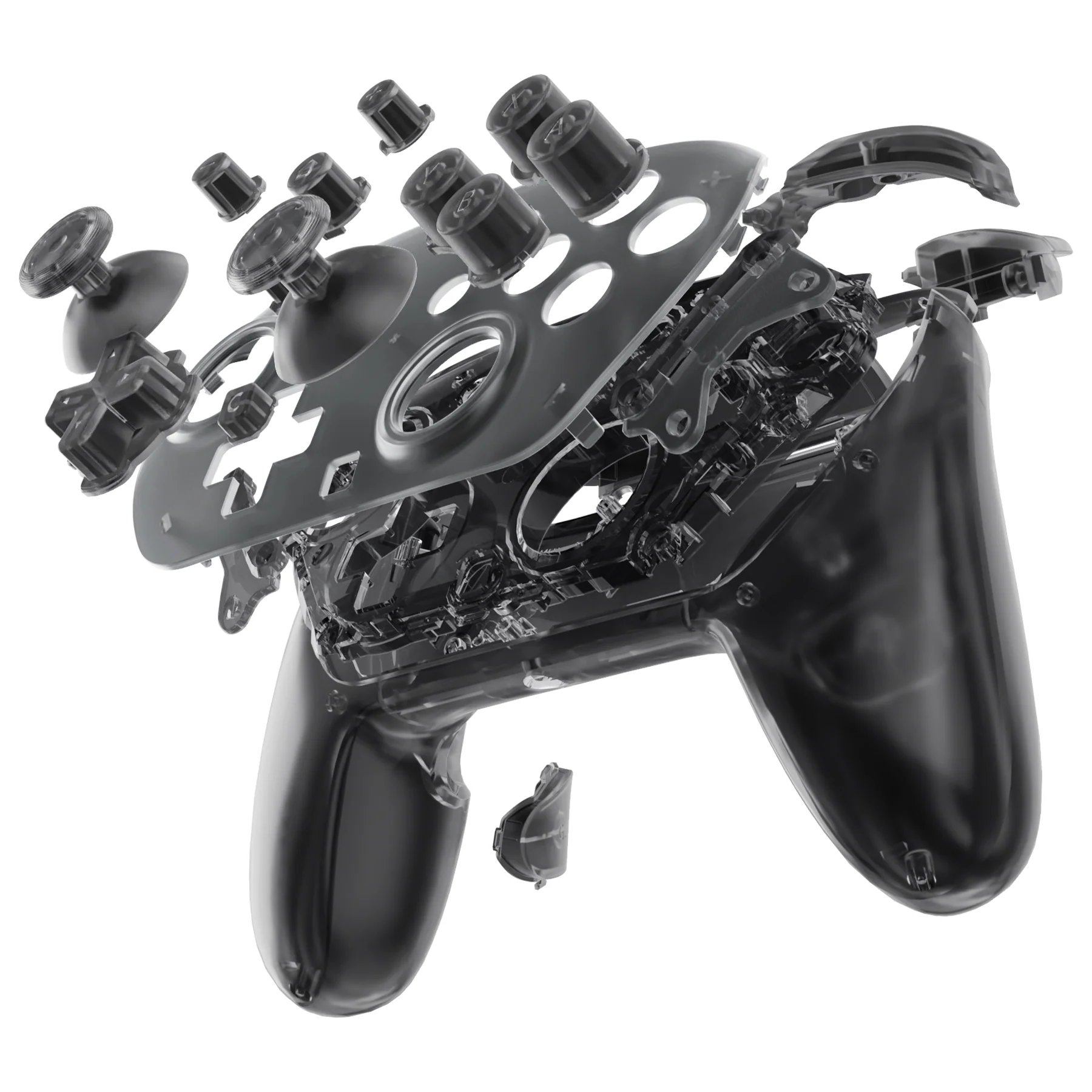 eXtremeRate DIY Replacement Full Set Shells with Buttons for Nintendo Switch 2 Pro Controller - Clear Slate Black - Image 5