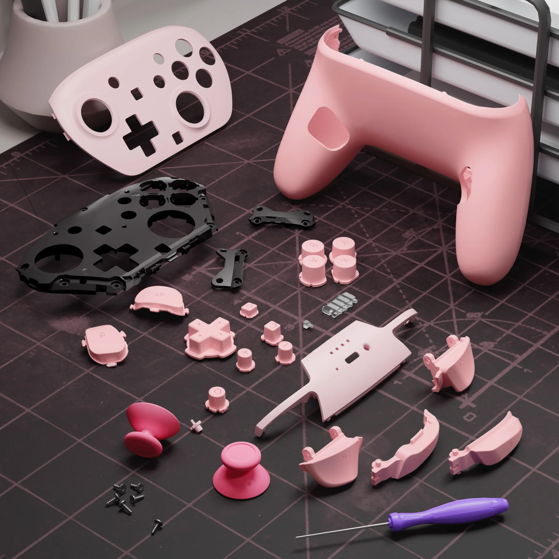 eXtremeRate DIY Replacement Full Set Shells with Buttons for Nintendo Switch 2 Pro Controller - Puffy Pink - Image 10