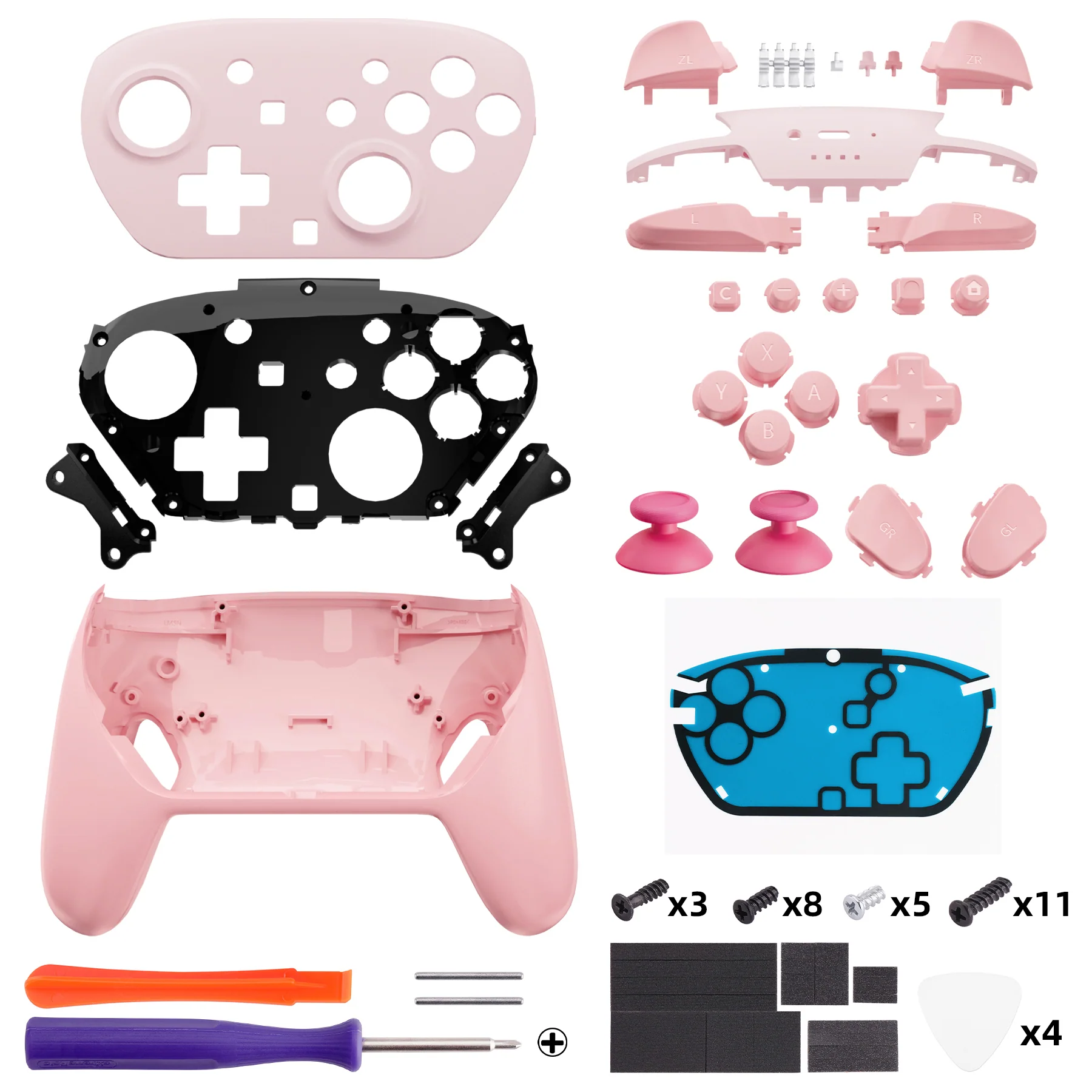 eXtremeRate DIY Replacement Full Set Shells with Buttons for Nintendo Switch 2 Pro Controller - Puffy Pink - Image 2