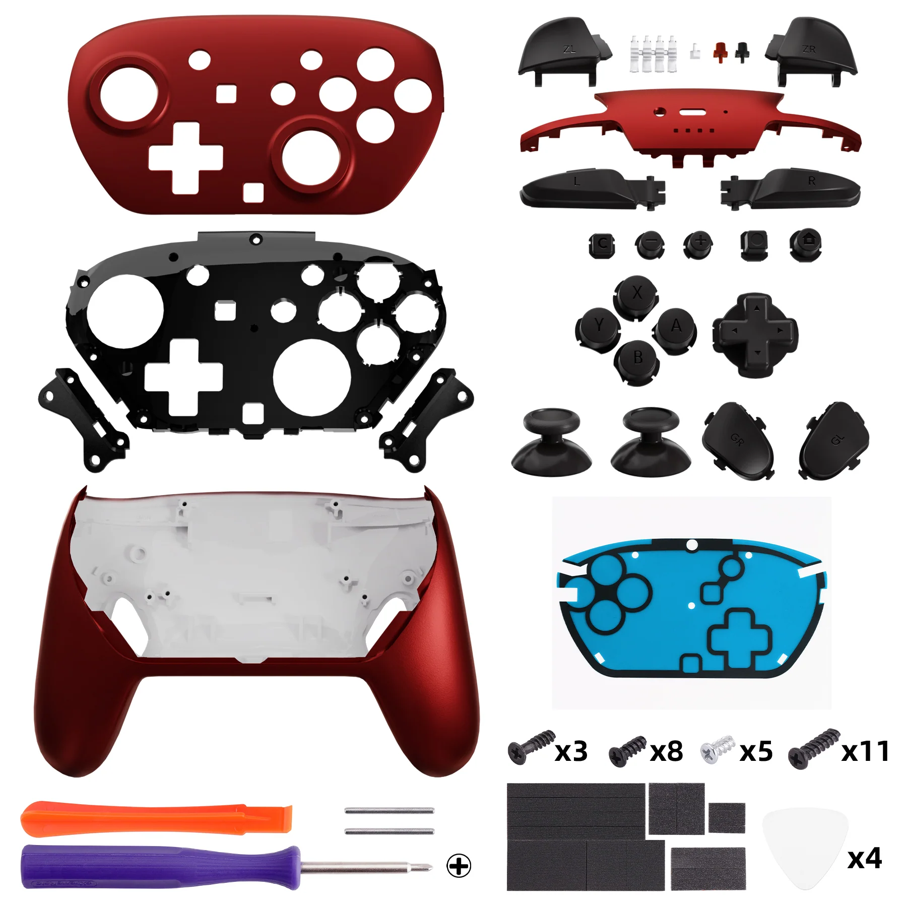 eXtremeRate DIY Replacement Full Set Shells with Buttons for Nintendo Switch 2 Pro Controller - Scarlet Red - Image 2