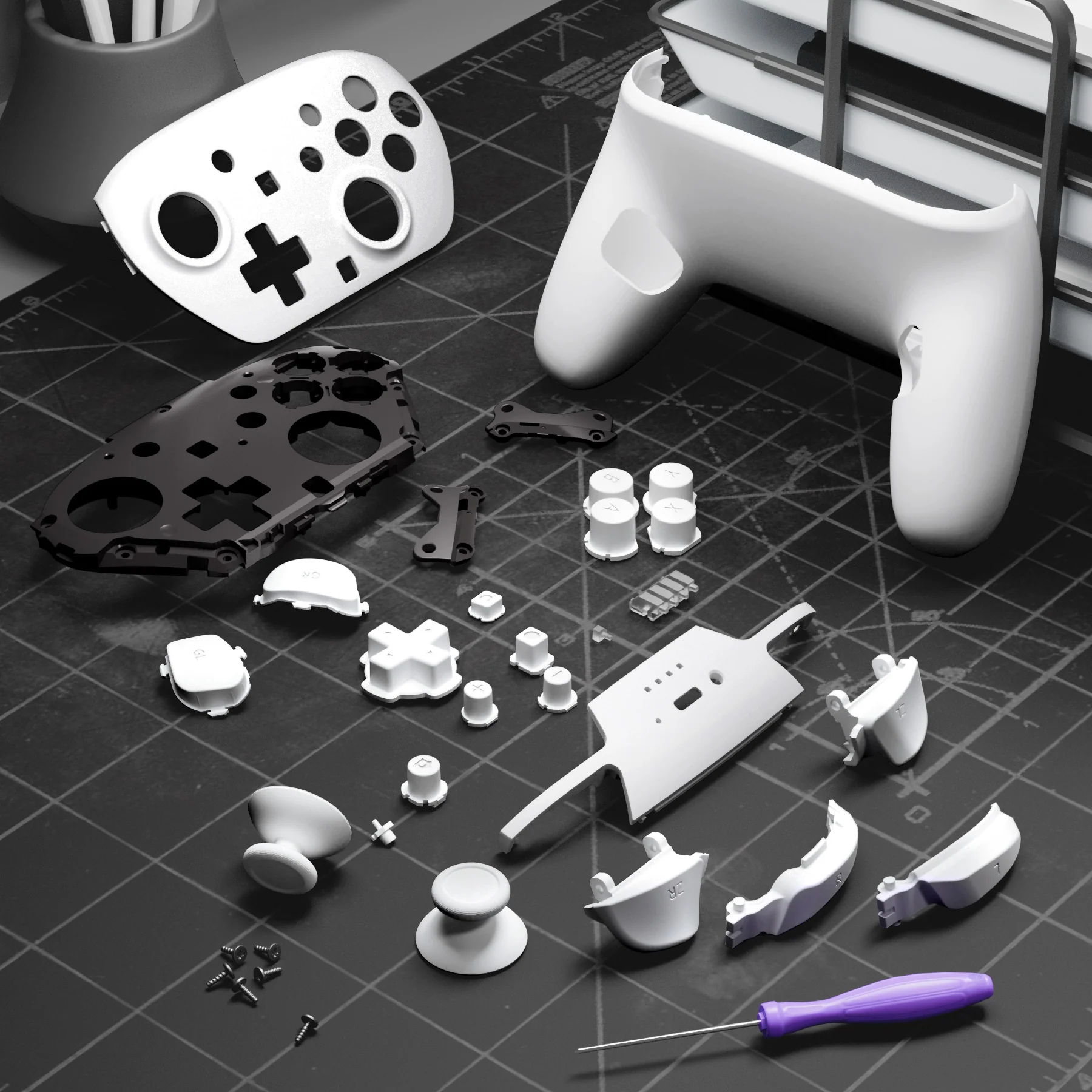 eXtremeRate DIY Replacement Full Set Shells with Buttons for Nintendo Switch 2 Pro Controller - White - Image 10