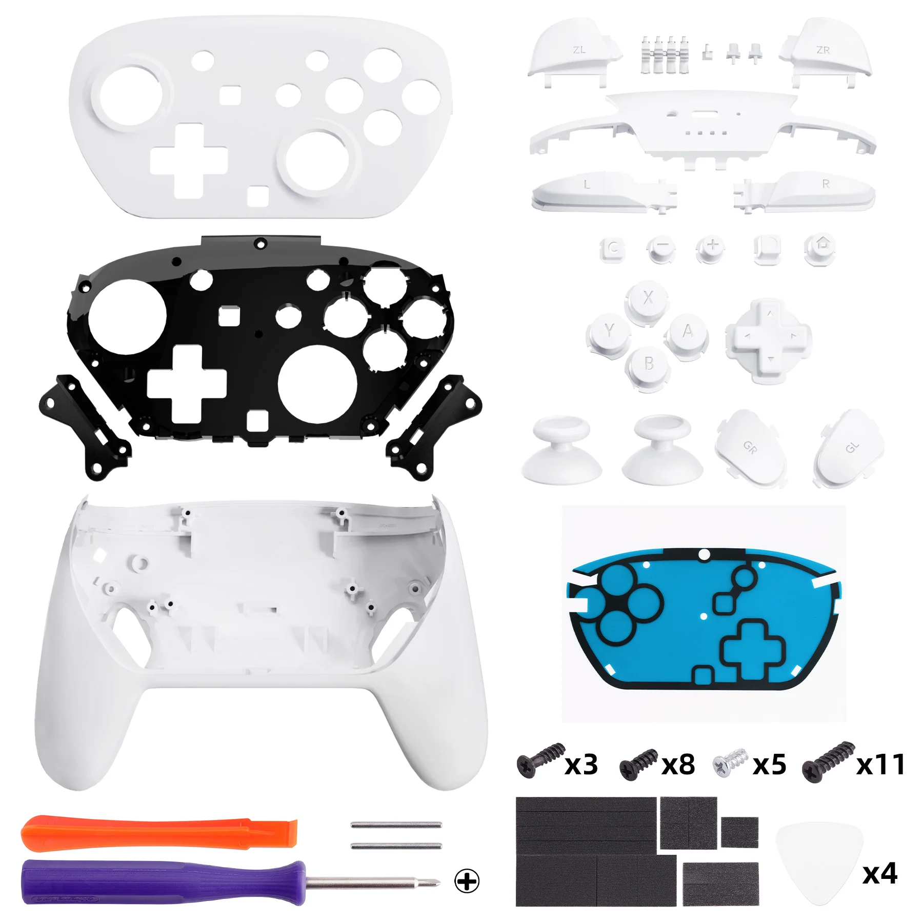 eXtremeRate DIY Replacement Full Set Shells with Buttons for Nintendo Switch 2 Pro Controller - White - Image 2