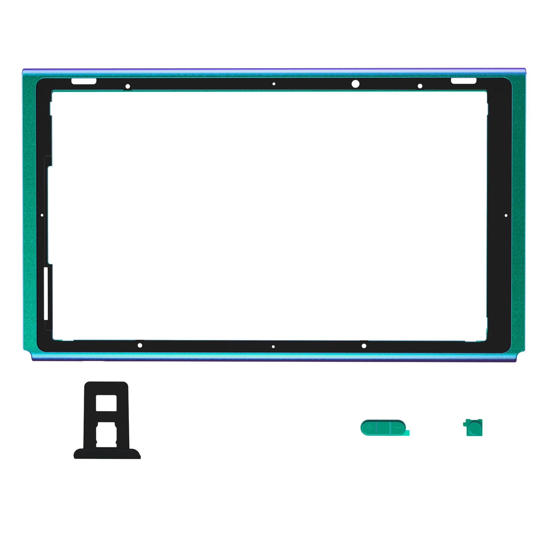 eXtremeRate DIY Replacement Housing Shell Front Frame with Volume Up Down Power Buttons for NS Switch Console - Chameleon Green Purple - Image 2