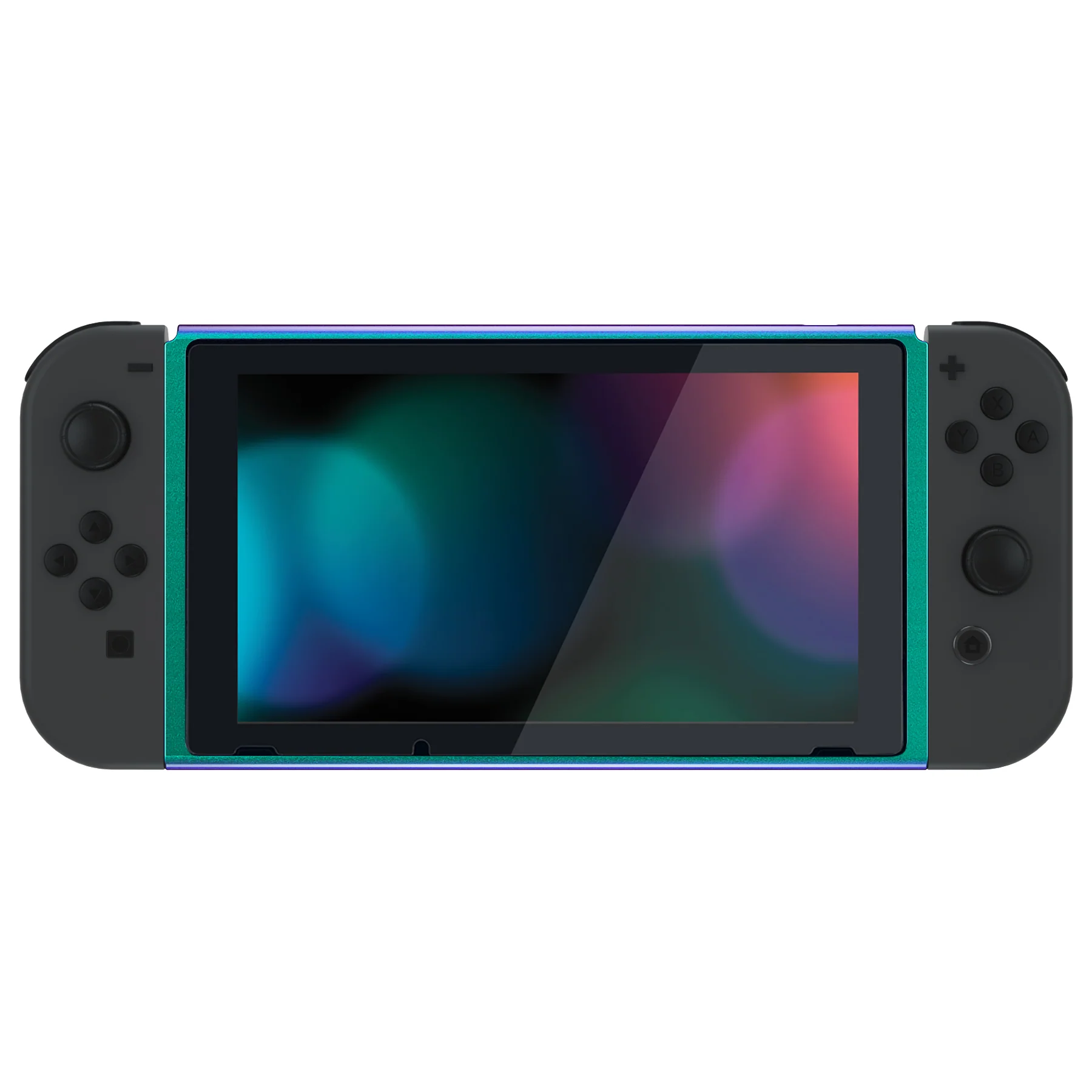 eXtremeRate DIY Replacement Housing Shell Front Frame with Volume Up Down Power Buttons for NS Switch Console - Chameleon Green Purple - Image 3