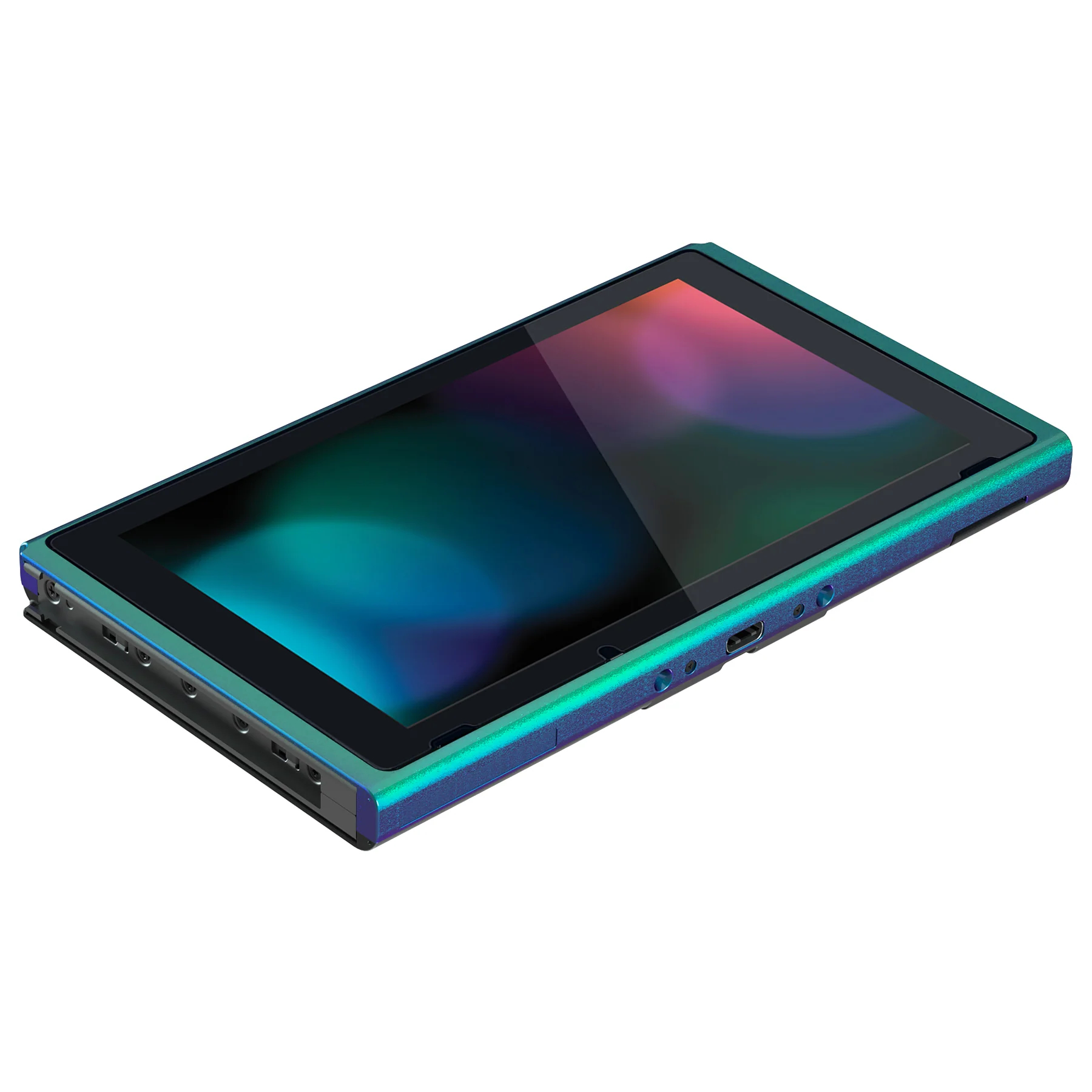 eXtremeRate DIY Replacement Housing Shell Front Frame with Volume Up Down Power Buttons for NS Switch Console - Chameleon Green Purple - Image 6