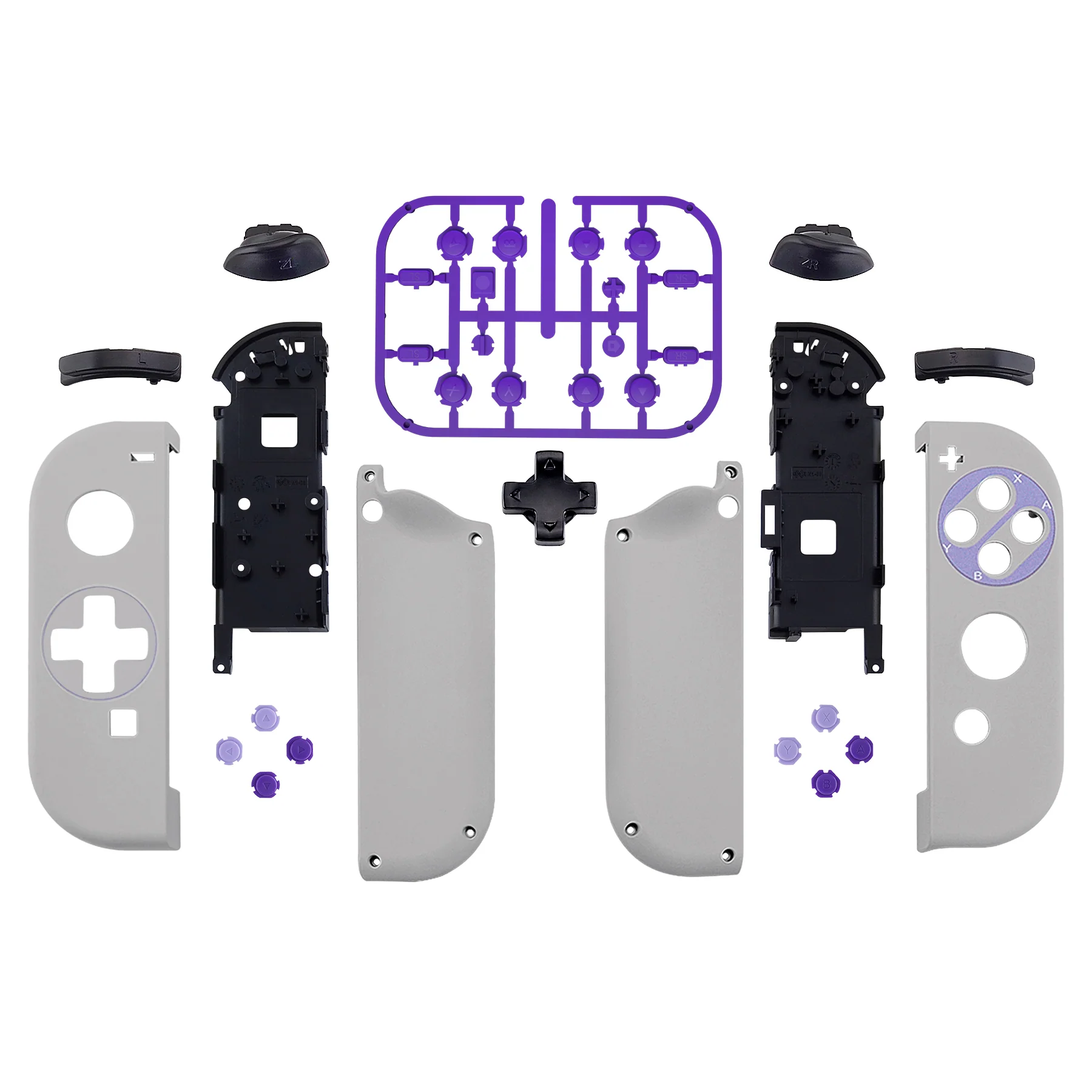 eXtremeRate Dpad Version Replacement Full Set Shell Case with Buttons for Joycon of NS Switch - Classics SNES Style - Image 2