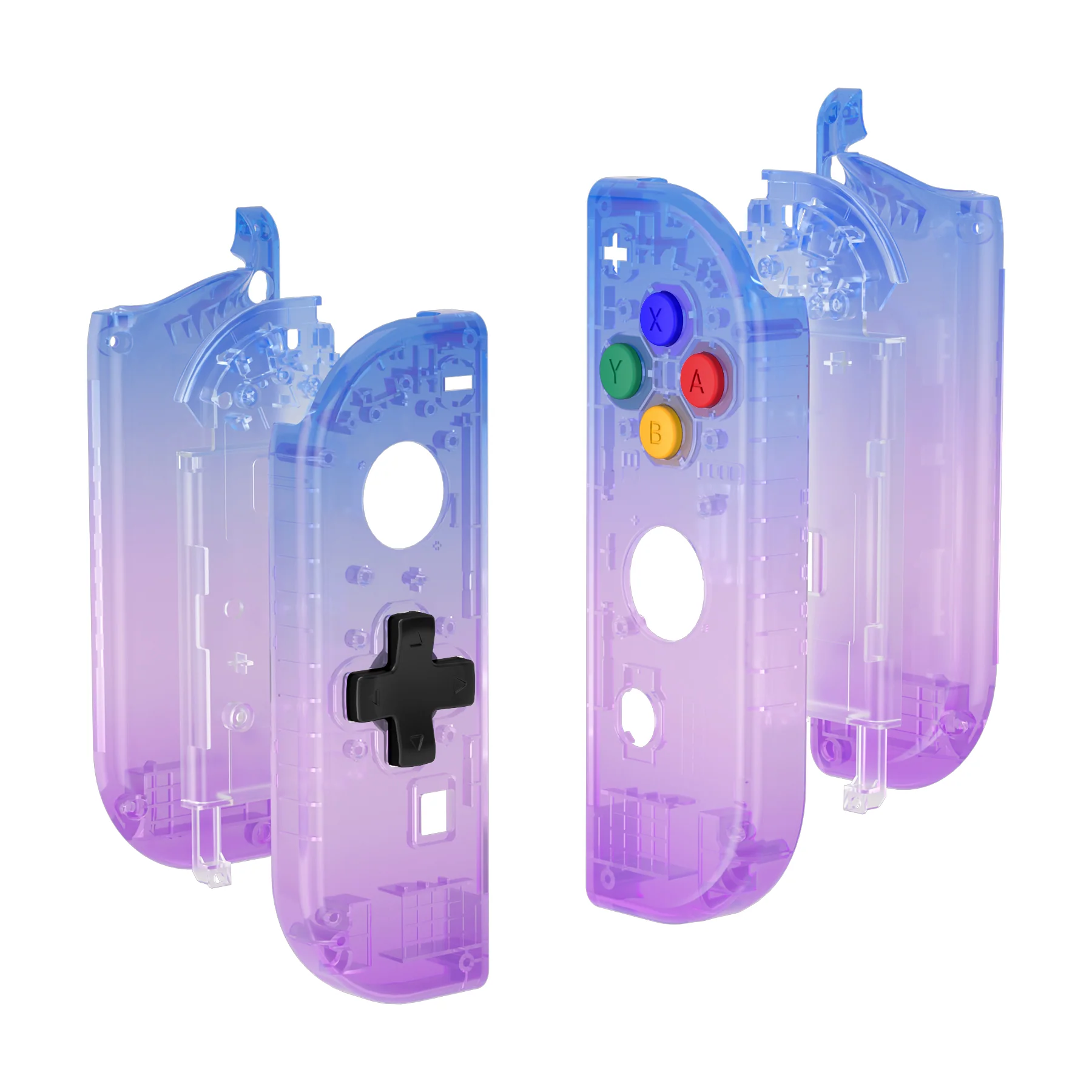 eXtremeRate Dpad Version Replacement Full Set Shell Case with Buttons for Joycon of NS Switch - Gradient Translucent Bluebell - Image 10