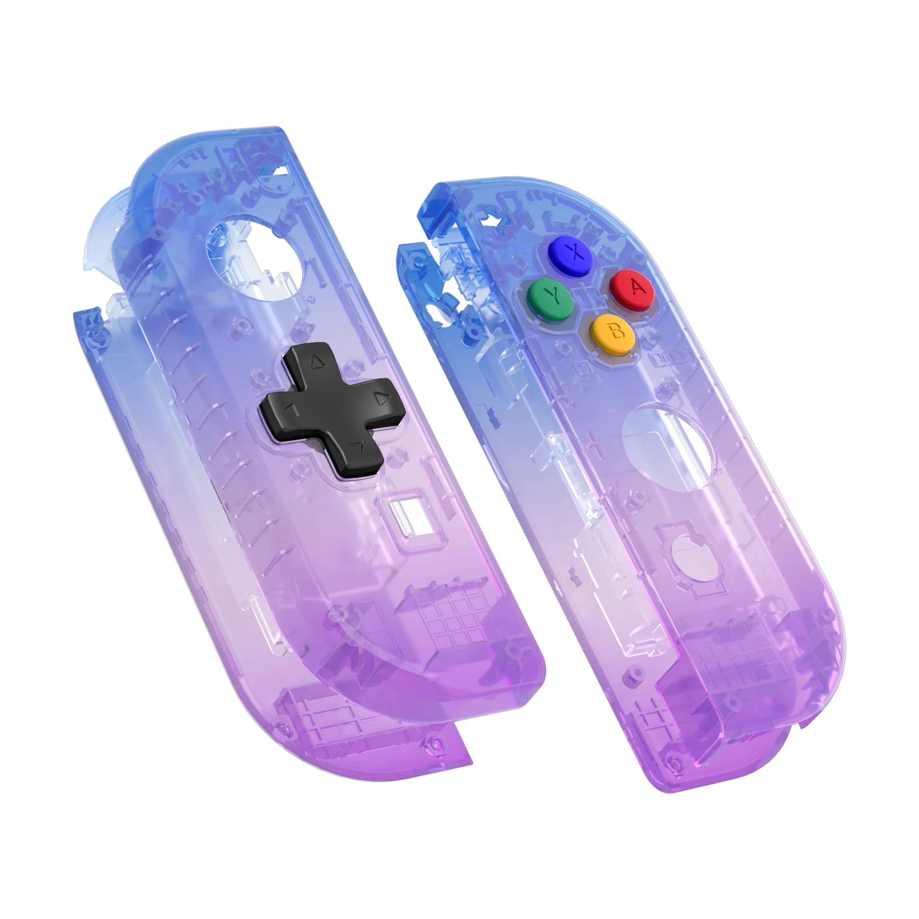 eXtremeRate Dpad Version Replacement Full Set Shell Case with Buttons for Joycon of NS Switch - Gradient Translucent Bluebell - Image 11