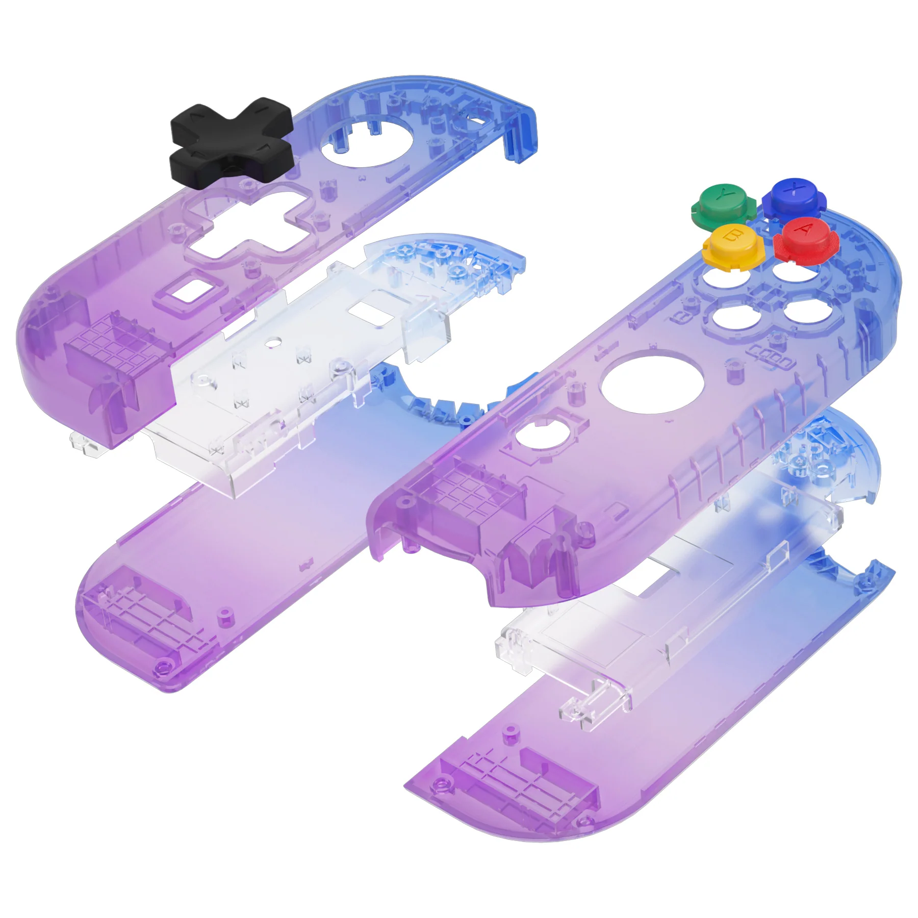 eXtremeRate Dpad Version Replacement Full Set Shell Case with Buttons for Joycon of NS Switch - Gradient Translucent Bluebell - Image 13