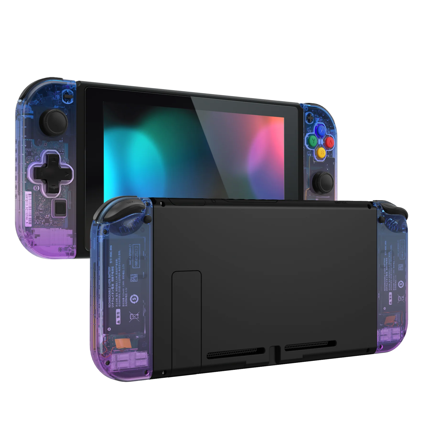 eXtremeRate Dpad Version Replacement Full Set Shell Case with Buttons for Joycon of NS Switch - Gradient Translucent Bluebell - Image 4