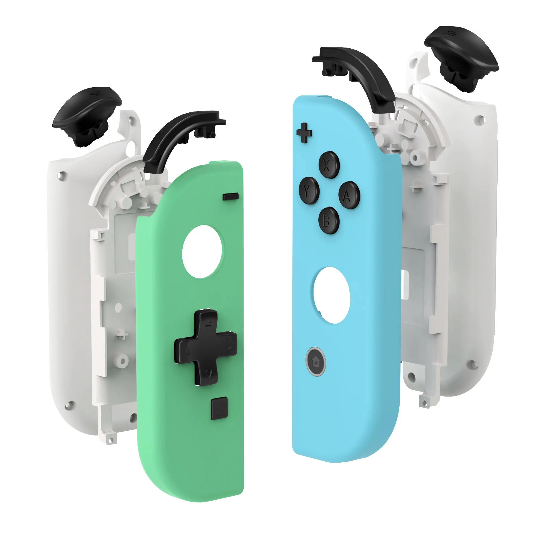 eXtremeRate Dpad Version Replacement Full Set Shell Case with Buttons for Joycon of NS Switch - Mint Green & Heaven Blue - Image 11