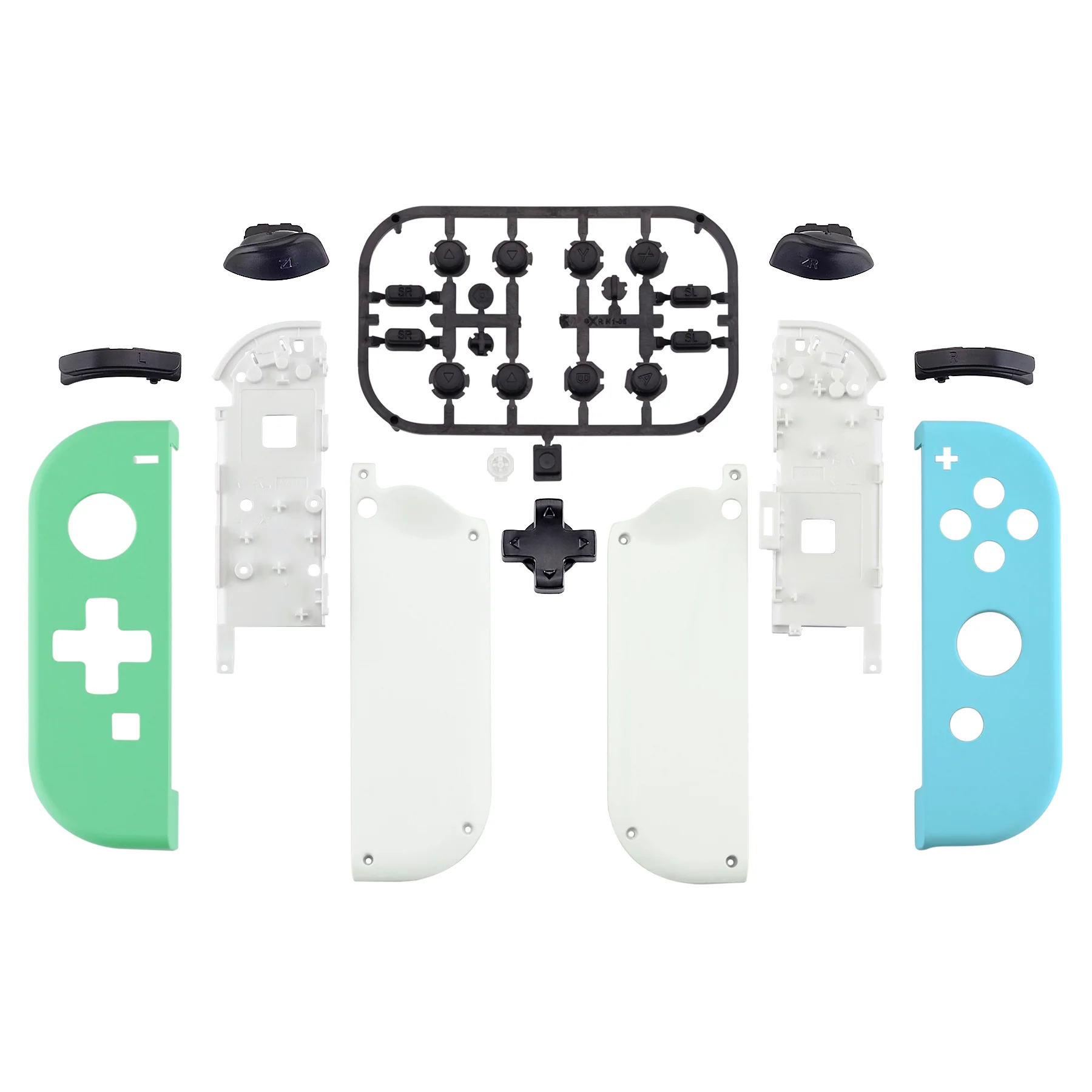 eXtremeRate Dpad Version Replacement Full Set Shell Case with Buttons for Joycon of NS Switch - Mint Green & Heaven Blue - Image 2