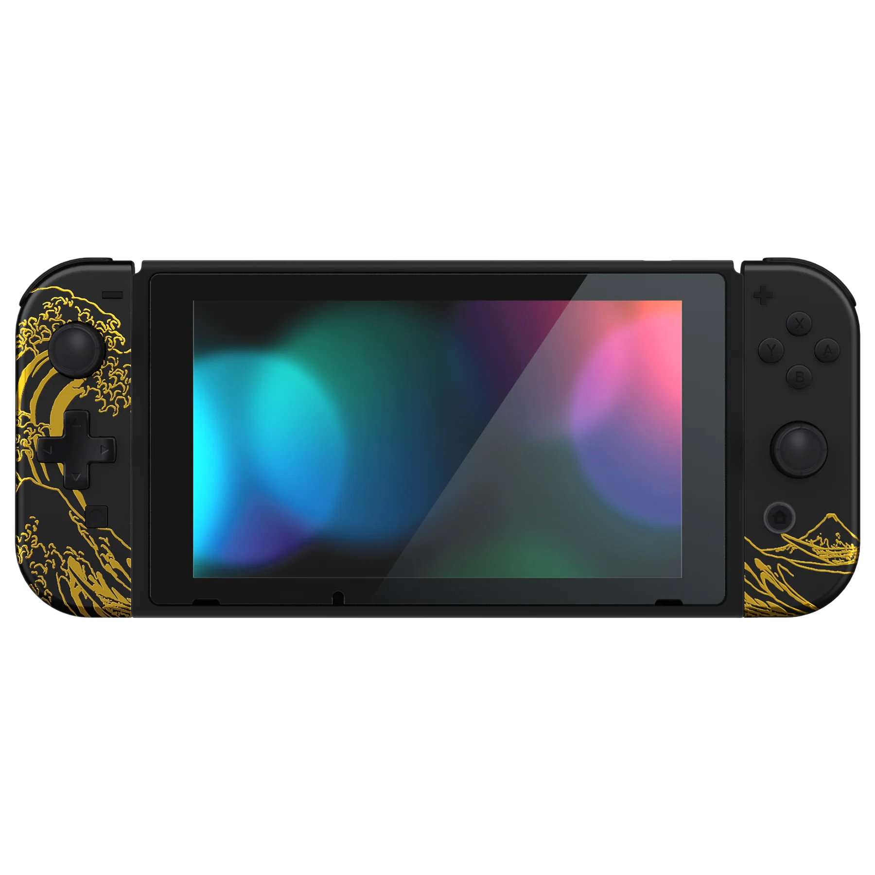 eXtremeRate Dpad Version Replacement Full Set Shell Case with Buttons for Joycon of NS Switch - The Great GOLDEN Wave Off Kanagawa - Black - Image 5