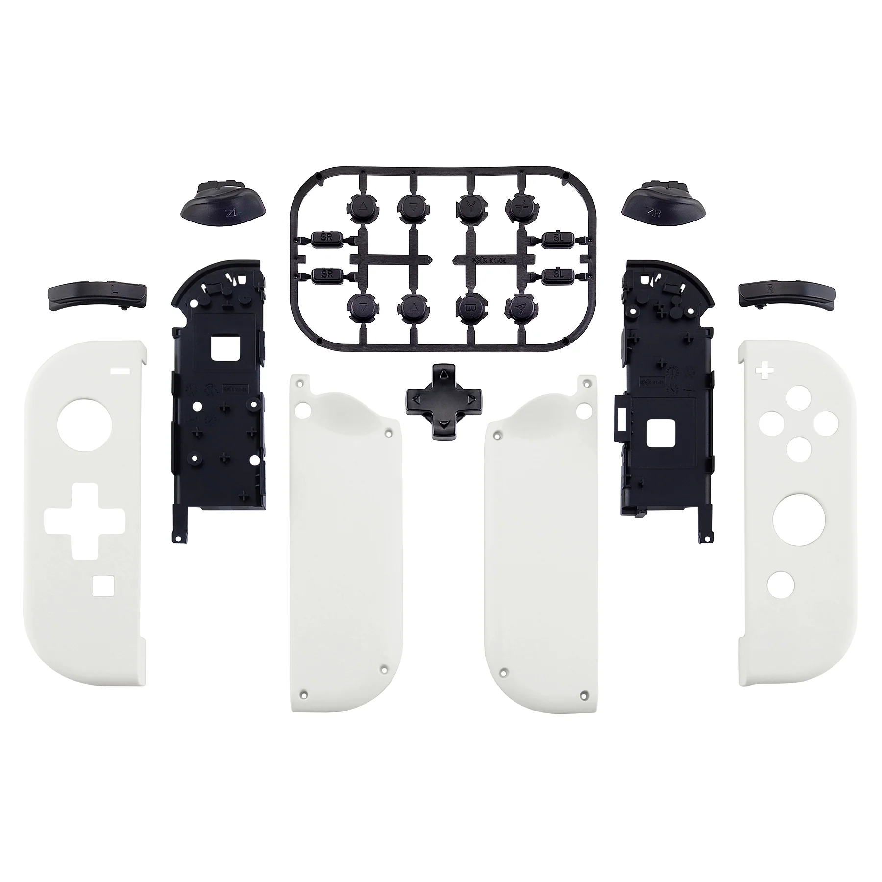 eXtremeRate Dpad Version Replacement Full Set Shell Case with Buttons for Joycon of NS Switch - White - Image 2