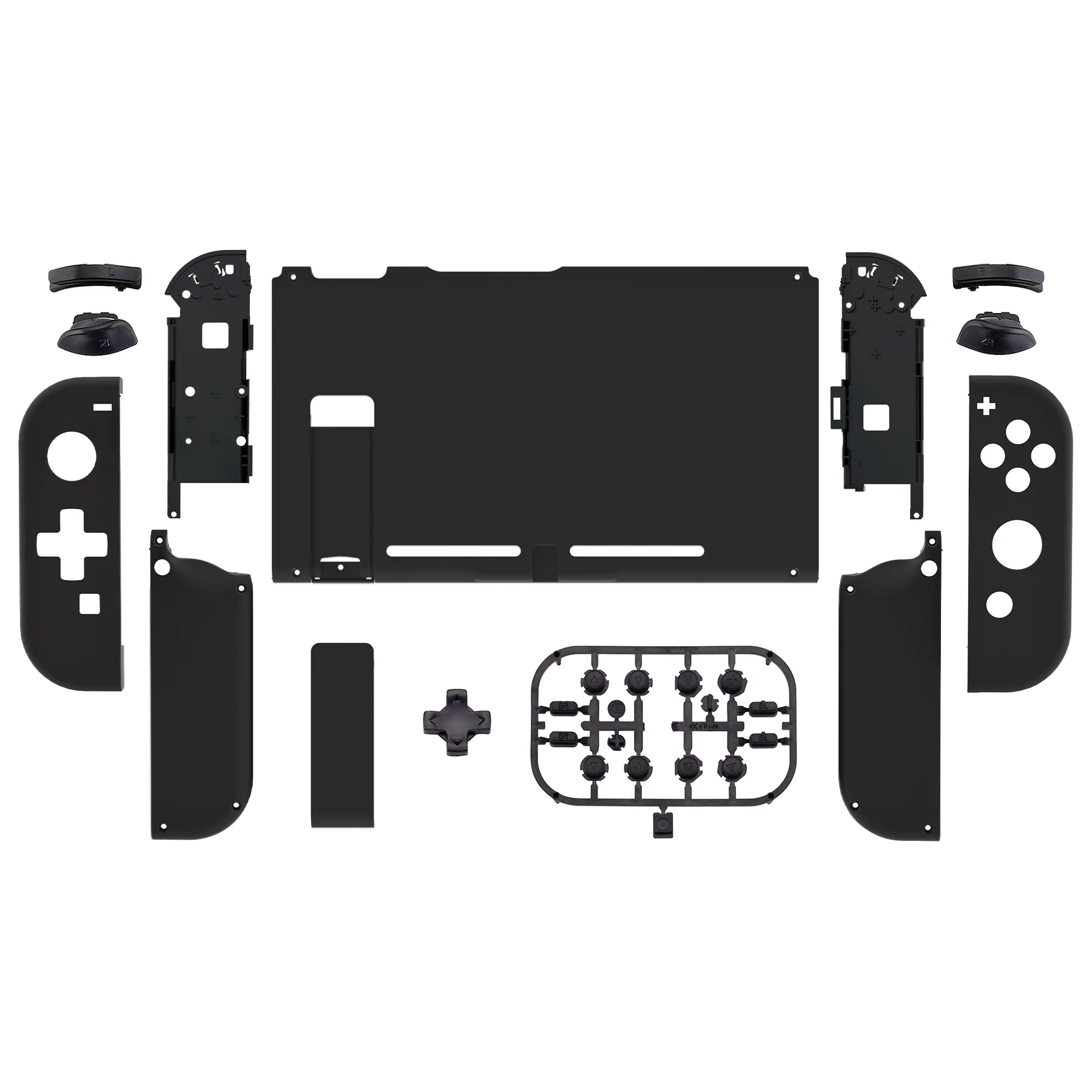eXtremeRate Dpad Version Replacement Full Set Shells with Buttons for Nintendo Switch - Black - Image 2