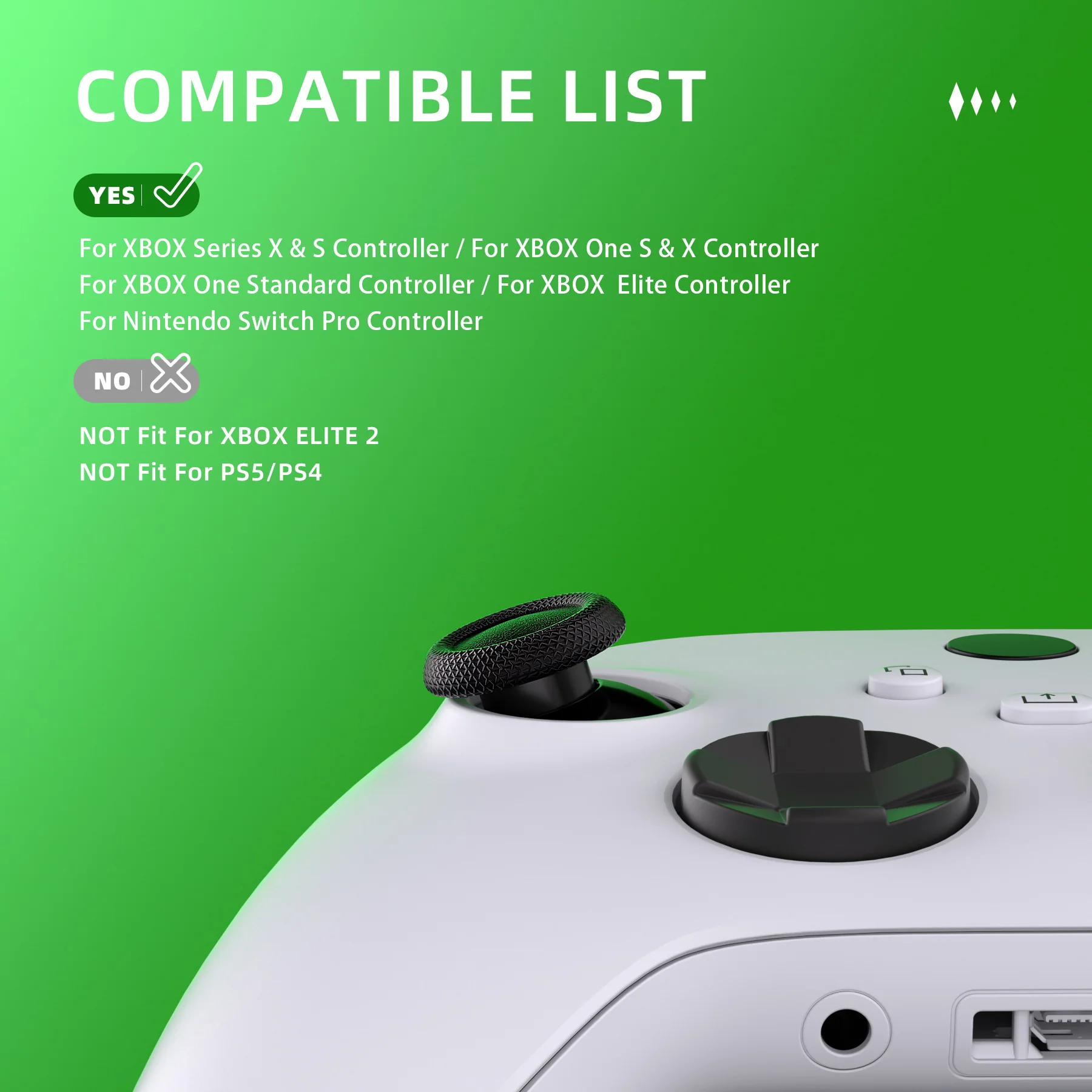 eXtremeRate EDGE Sticks Replacement Interchangeable Thumbsticks for Xbox Series X/S & Xbox Core & Xbox One X/S & Xbox Elite V1 & NS Switch Pro Controller - Black - Image 5