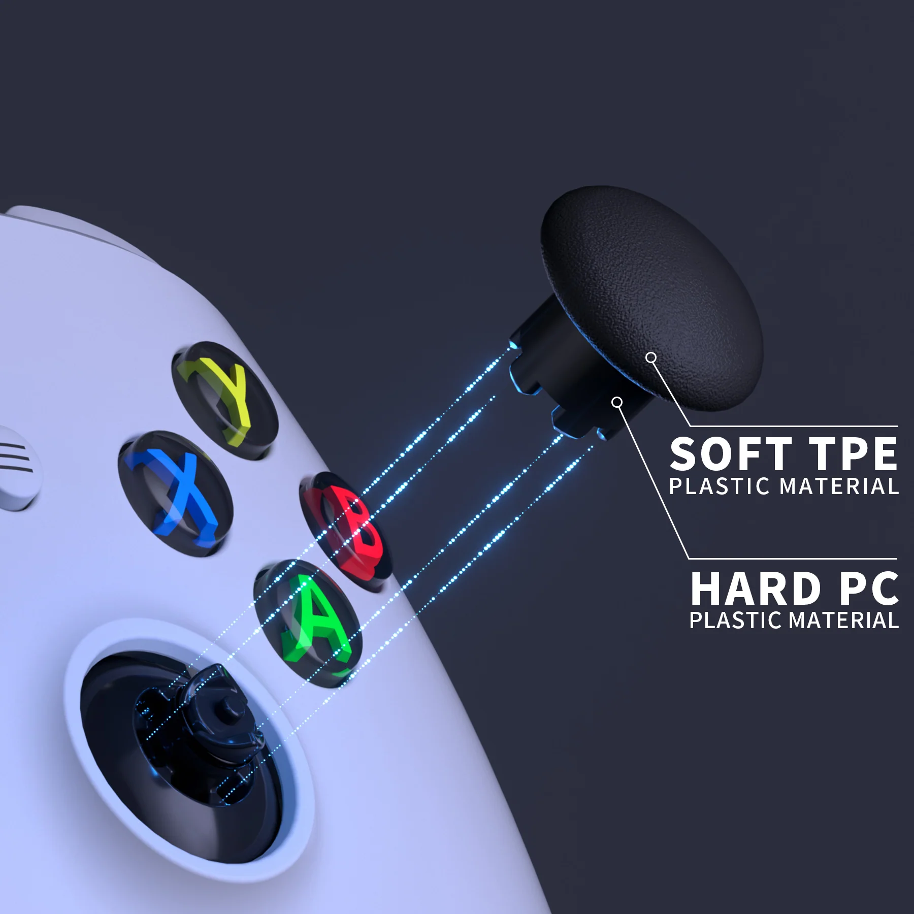 eXtremeRate EDGE Sticks Replacement Interchangeable Thumbsticks for Xbox Series X/S & Xbox Core & Xbox One X/S & Xbox Elite V1 & NS Switch Pro Controller - Black - Image 7