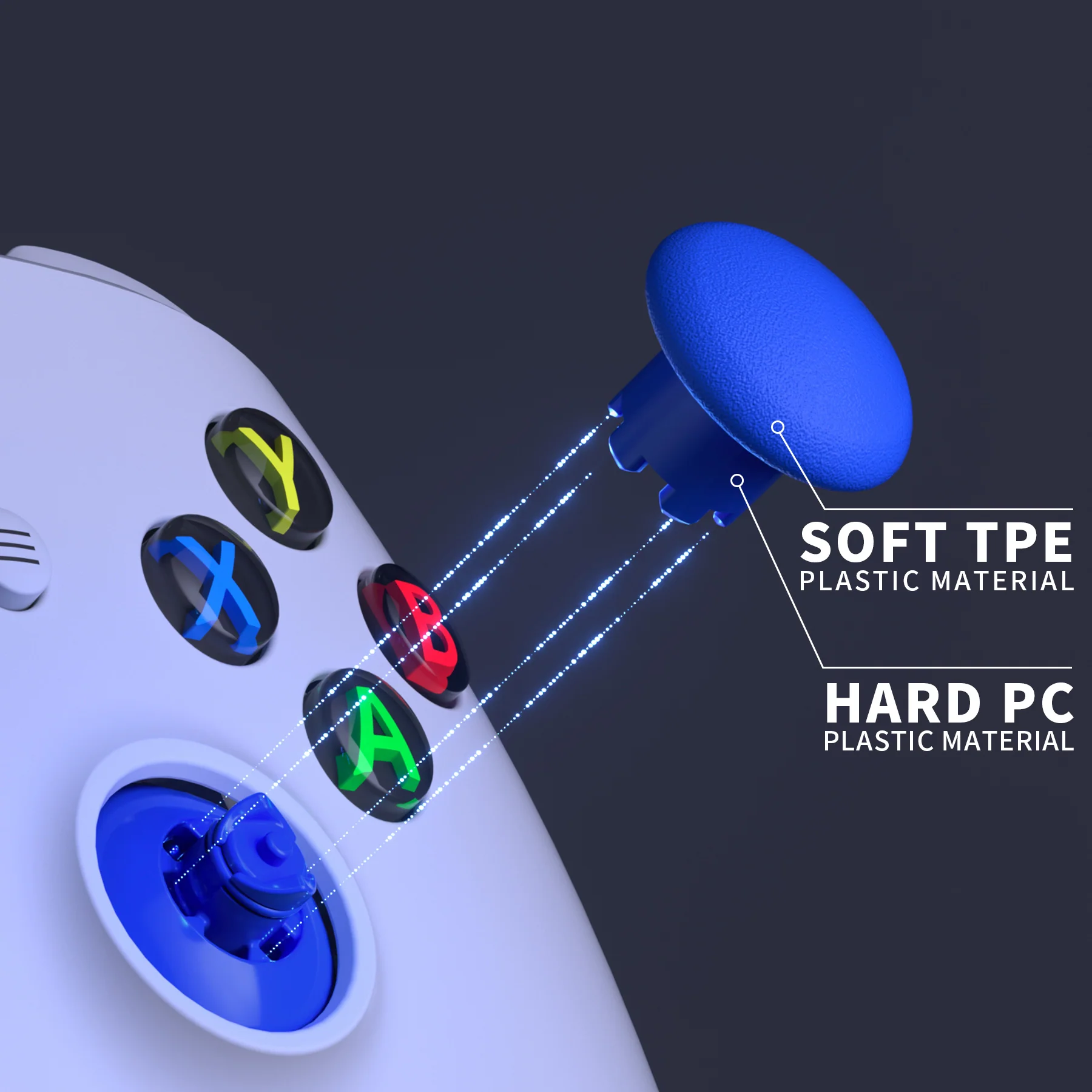 eXtremeRate EDGE Sticks Replacement Interchangeable Thumbsticks for Xbox Series X/S & Xbox Core & Xbox One X/S & Xbox Elite V1 & NS Switch Pro Controller - Blue - Image 7