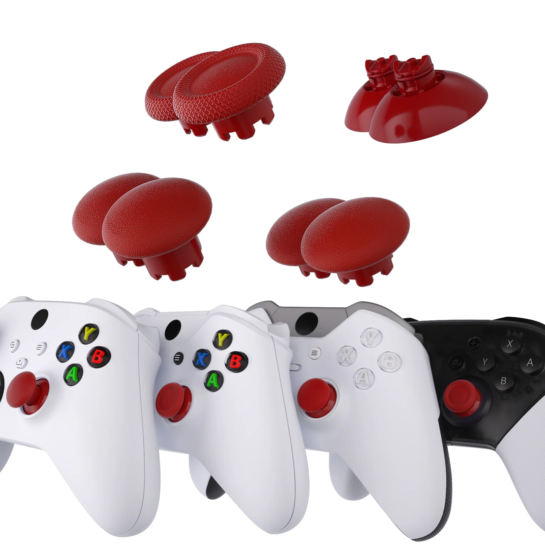 eXtremeRate EDGE Sticks Replacement Interchangeable Thumbsticks for Xbox Series X/S & Xbox Core & Xbox One X/S & Xbox Elite V1 & NS Switch Pro Controller - Carmine Red - Image 4