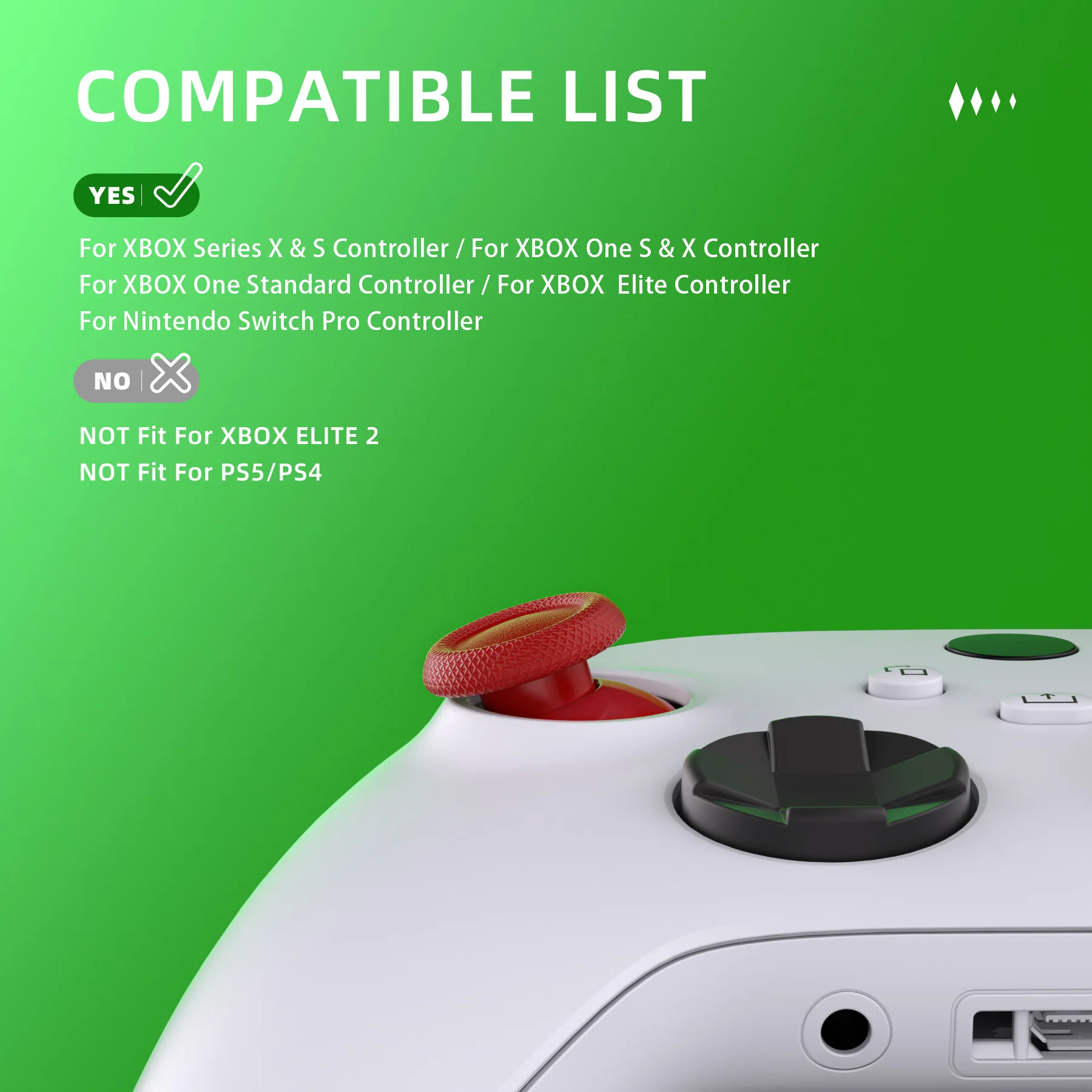 eXtremeRate EDGE Sticks Replacement Interchangeable Thumbsticks for Xbox Series X/S & Xbox Core & Xbox One X/S & Xbox Elite V1 & NS Switch Pro Controller - Carmine Red - Image 5