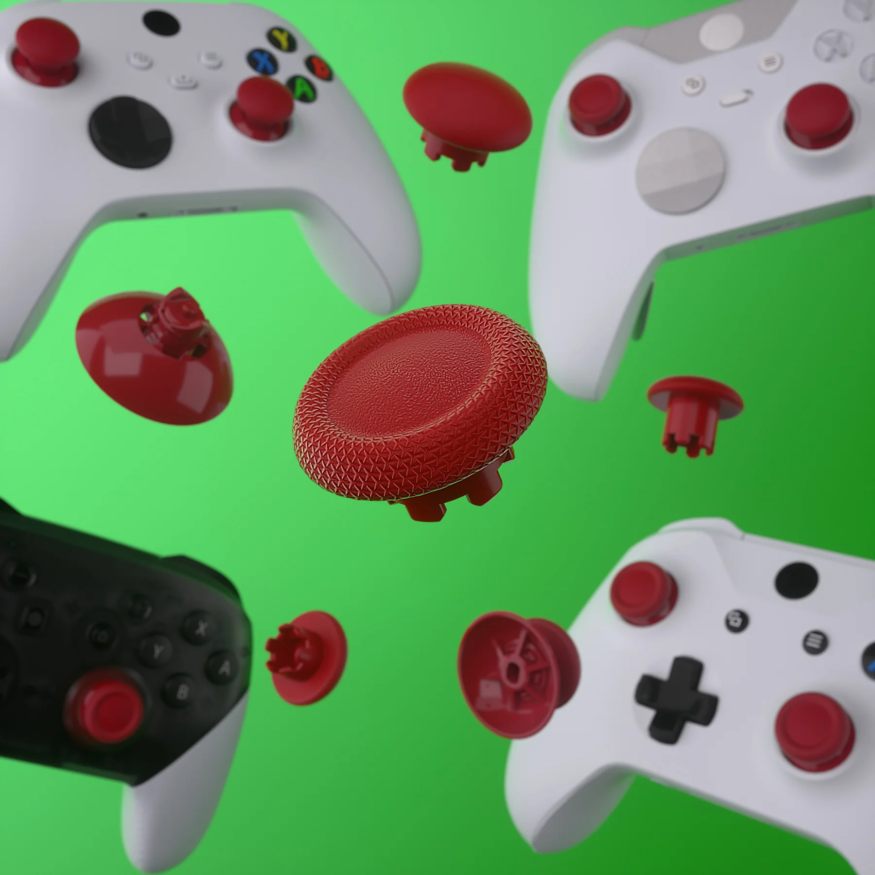 eXtremeRate EDGE Sticks Replacement Interchangeable Thumbsticks for Xbox Series X/S & Xbox Core & Xbox One X/S & Xbox Elite V1 & NS Switch Pro Controller - Carmine Red - Image 8