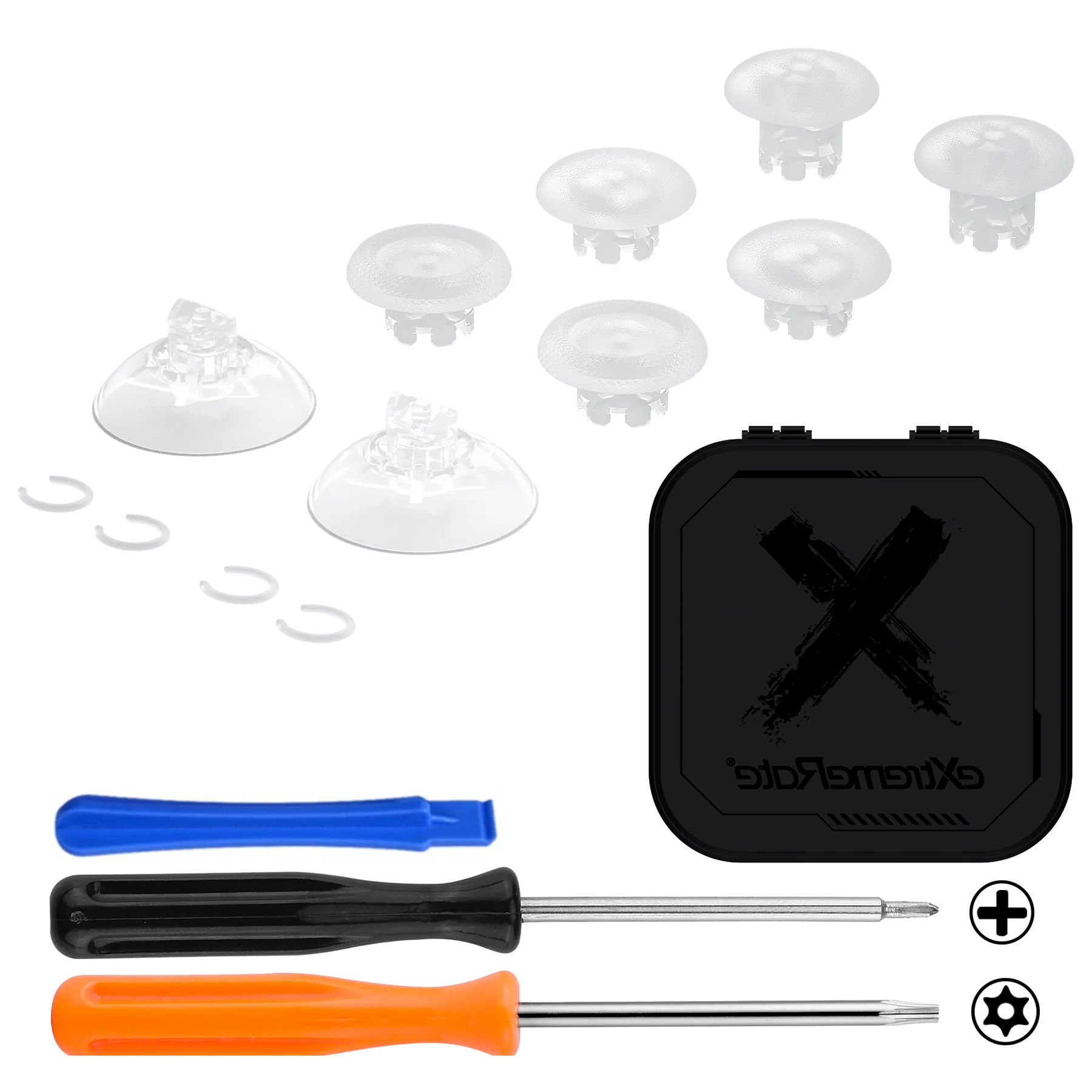 eXtremeRate EDGE Sticks Replacement Interchangeable Thumbsticks for Xbox Series X/S & Xbox Core & Xbox One X/S & Xbox Elite V1 & NS Switch Pro Controller - Clear - Image 2