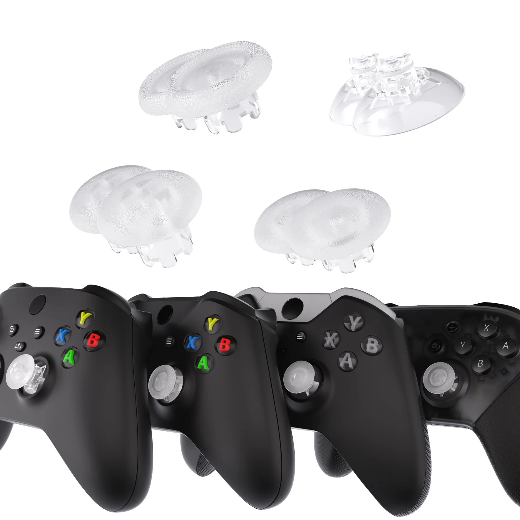 eXtremeRate EDGE Sticks Replacement Interchangeable Thumbsticks for Xbox Series X/S & Xbox Core & Xbox One X/S & Xbox Elite V1 & NS Switch Pro Controller - Clear - Image 4