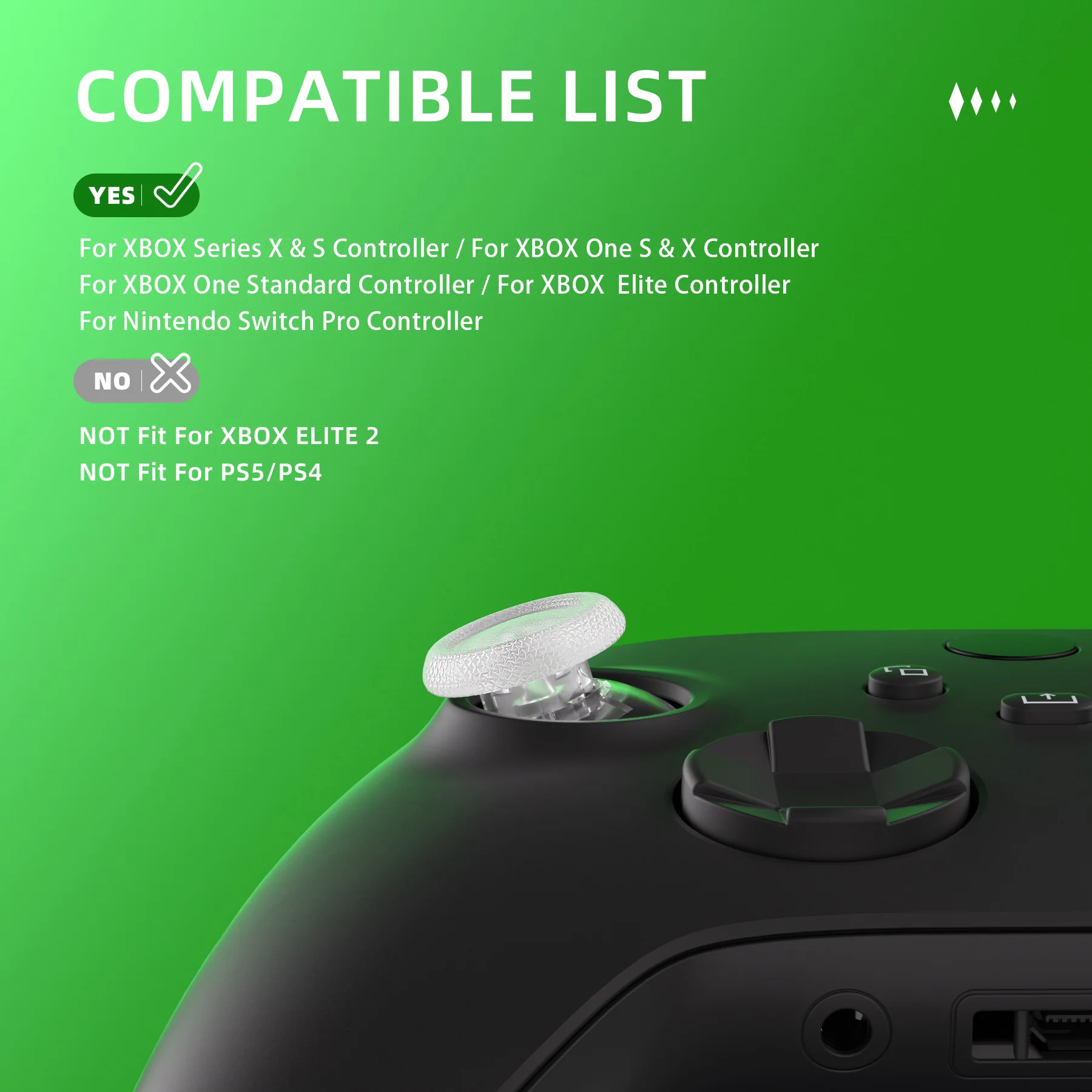 eXtremeRate EDGE Sticks Replacement Interchangeable Thumbsticks for Xbox Series X/S & Xbox Core & Xbox One X/S & Xbox Elite V1 & NS Switch Pro Controller - Clear - Image 5