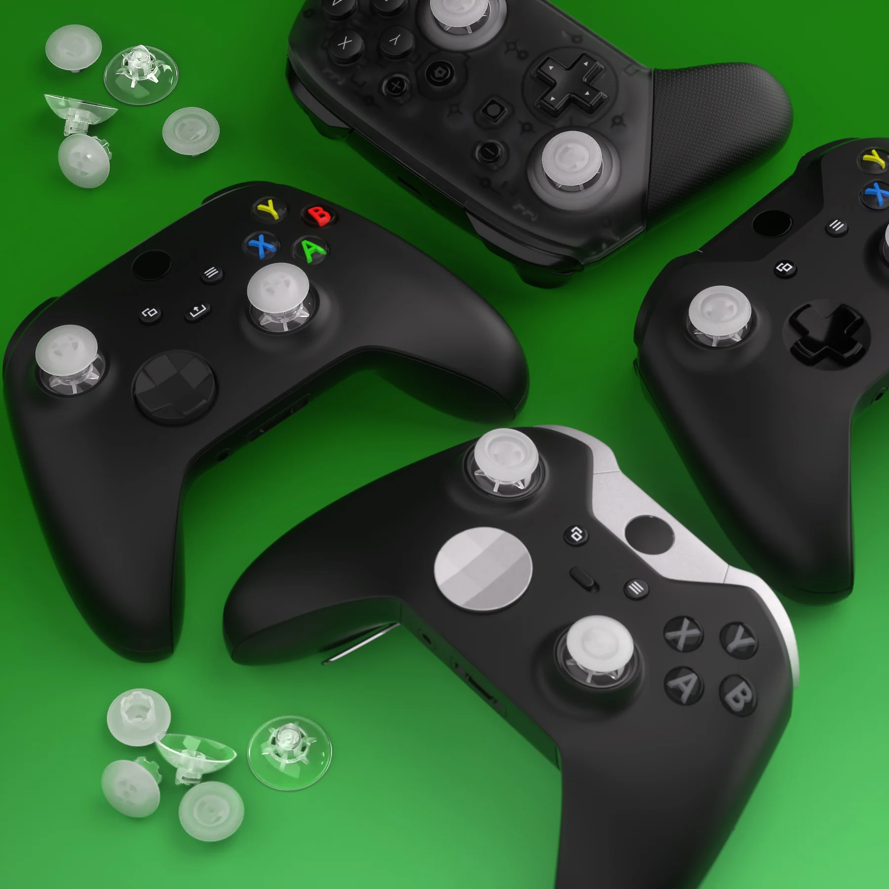 eXtremeRate EDGE Sticks Replacement Interchangeable Thumbsticks for Xbox Series X/S & Xbox Core & Xbox One X/S & Xbox Elite V1 & NS Switch Pro Controller - Clear - Image 9