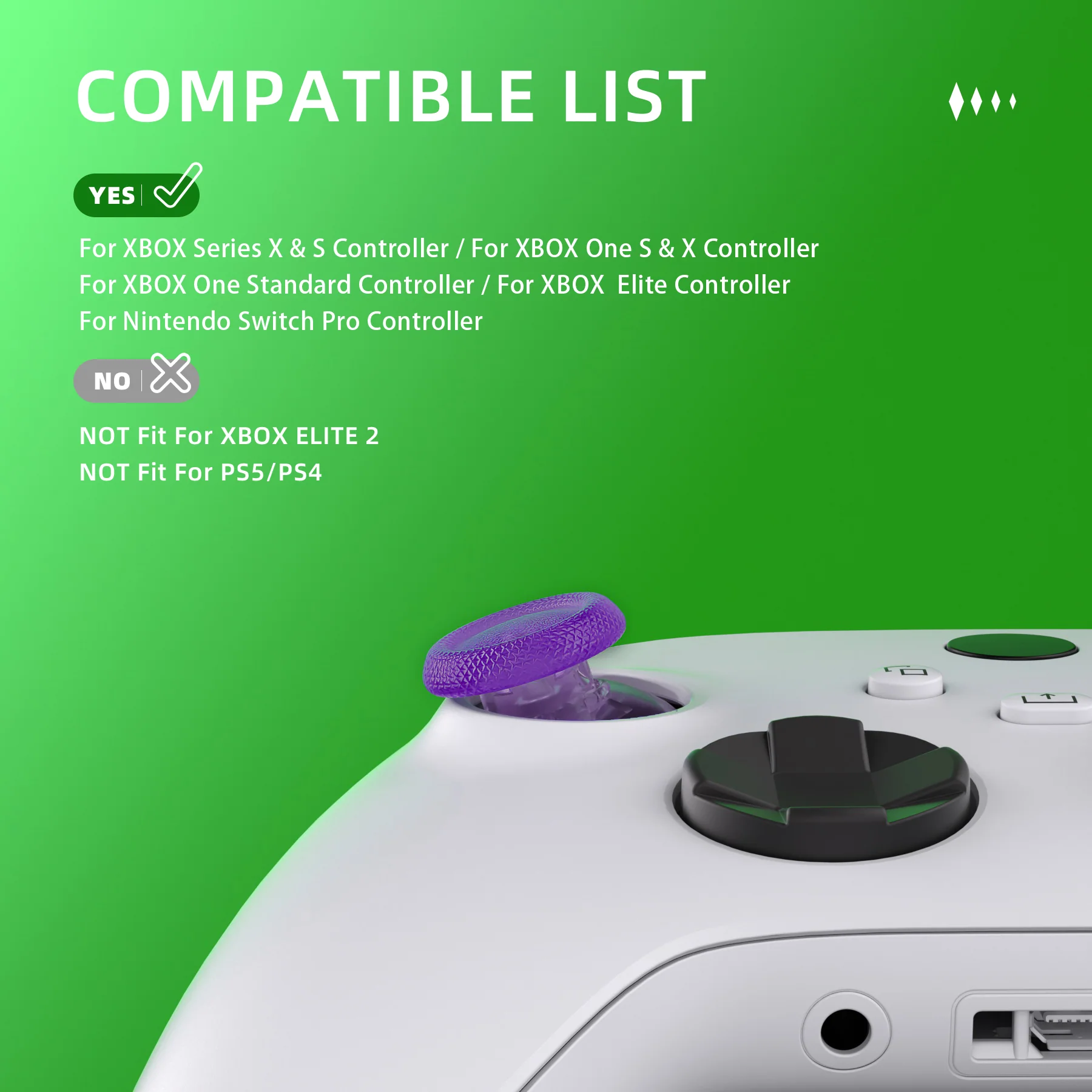 eXtremeRate EDGE Sticks Replacement Interchangeable Thumbsticks for Xbox Series X/S & Xbox Core & Xbox One X/S & Xbox Elite V1 & NS Switch Pro Controller - Clear Atomic Purple - Image 5