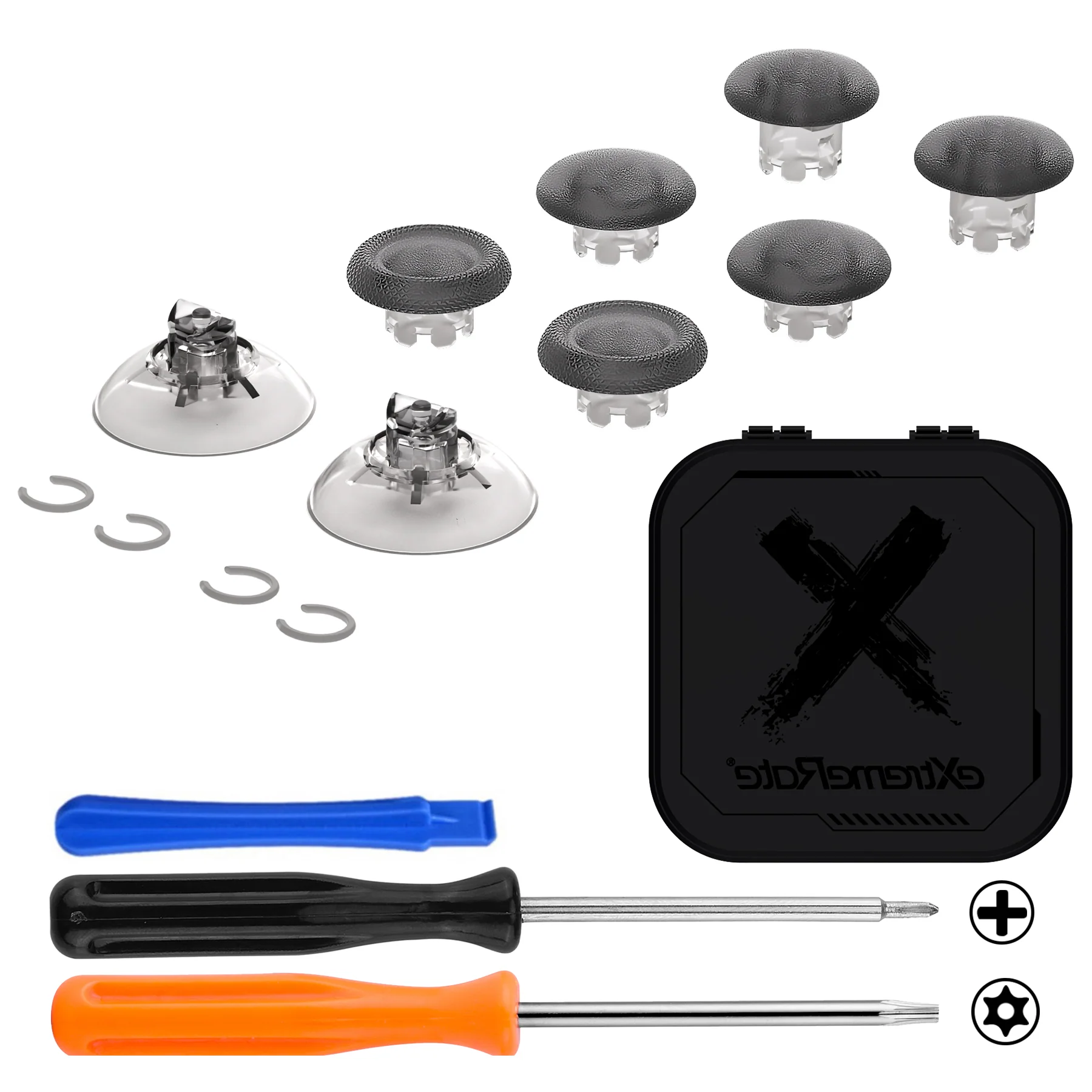 eXtremeRate EDGE Sticks Replacement Interchangeable Thumbsticks for Xbox Series X/S & Xbox Core & Xbox One X/S & Xbox Elite V1 & NS Switch Pro Controller - Clear Black - Image 2