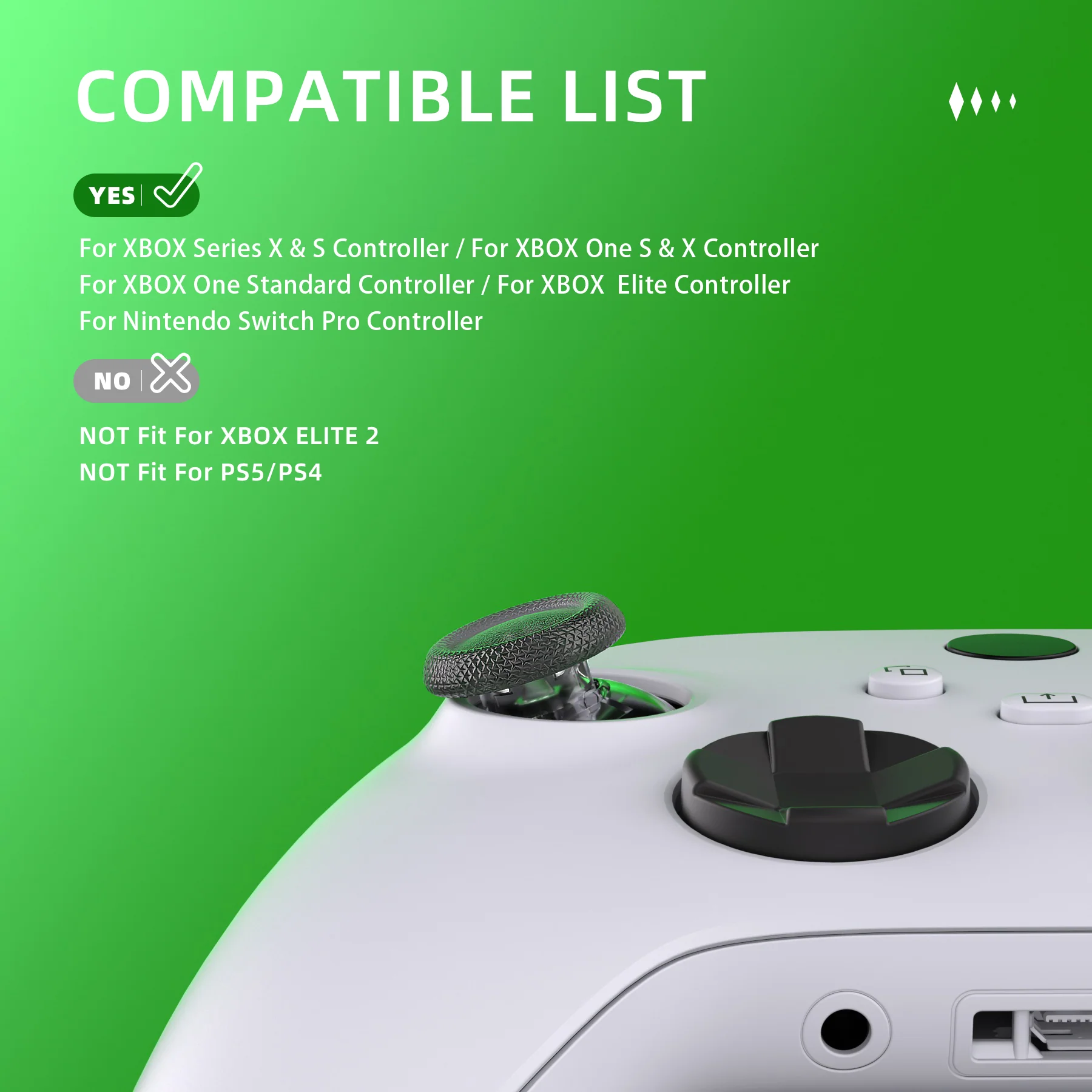 eXtremeRate EDGE Sticks Replacement Interchangeable Thumbsticks for Xbox Series X/S & Xbox Core & Xbox One X/S & Xbox Elite V1 & NS Switch Pro Controller - Clear Black - Image 5