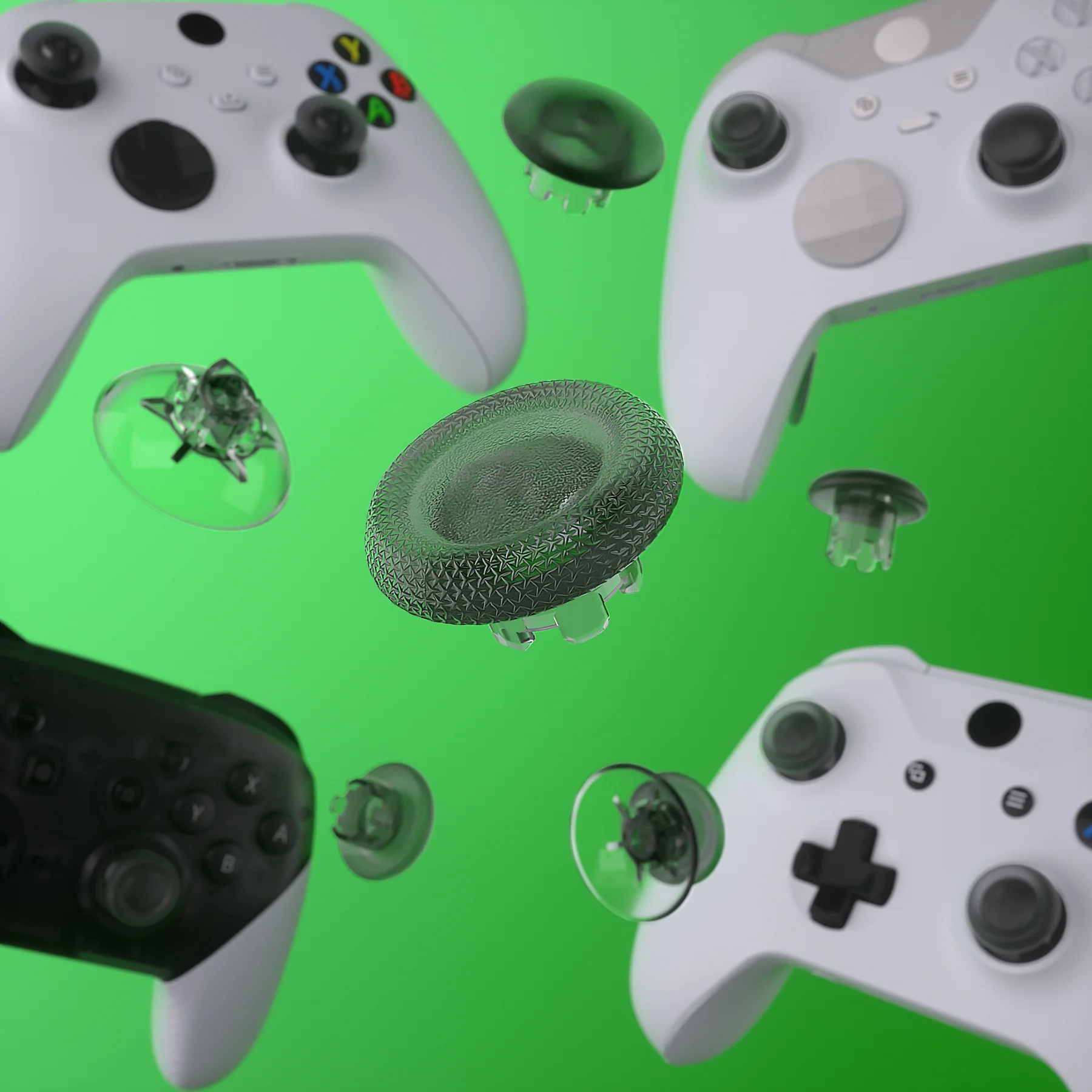 eXtremeRate EDGE Sticks Replacement Interchangeable Thumbsticks for Xbox Series X/S & Xbox Core & Xbox One X/S & Xbox Elite V1 & NS Switch Pro Controller - Clear Black - Image 8