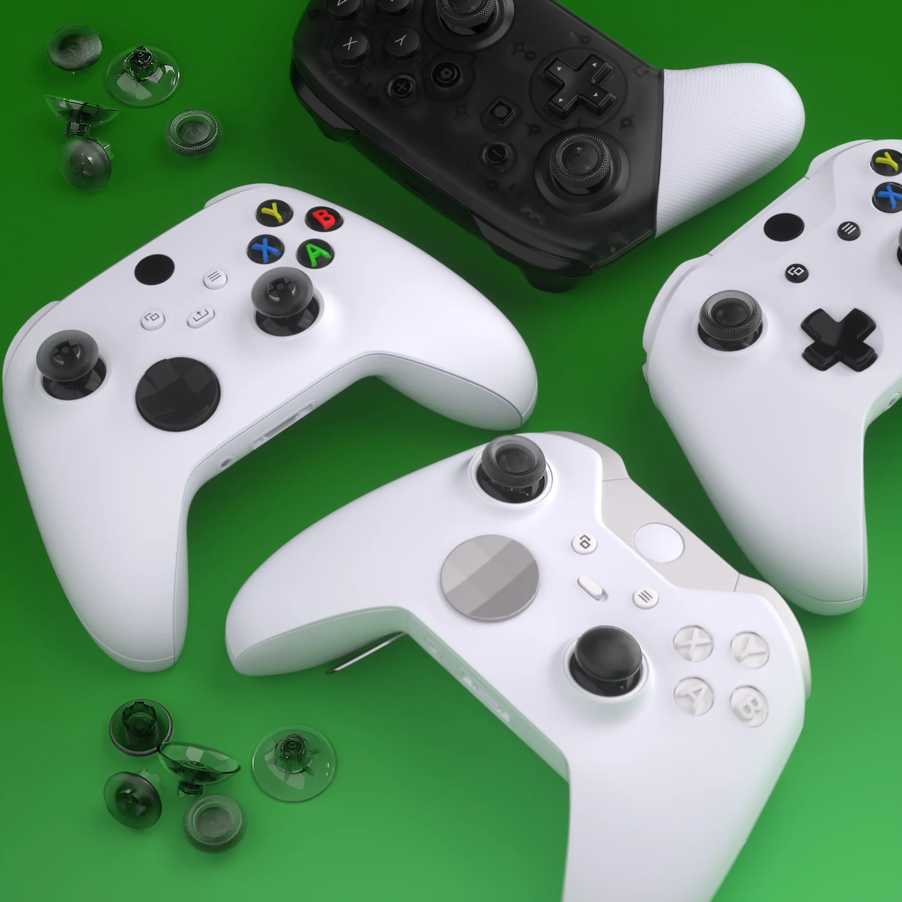 eXtremeRate EDGE Sticks Replacement Interchangeable Thumbsticks for Xbox Series X/S & Xbox Core & Xbox One X/S & Xbox Elite V1 & NS Switch Pro Controller - Clear Black - Image 9