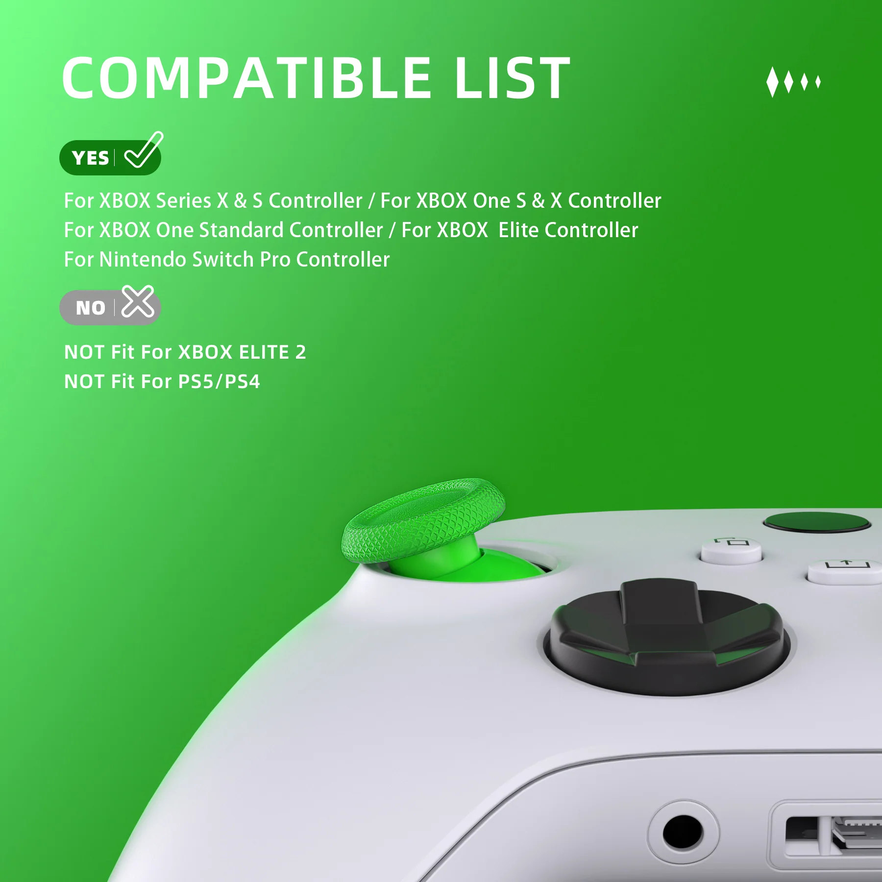 eXtremeRate EDGE Sticks Replacement Interchangeable Thumbsticks for Xbox Series X/S & Xbox Core & Xbox One X/S & Xbox Elite V1 & NS Switch Pro Controller - Green - Image 5