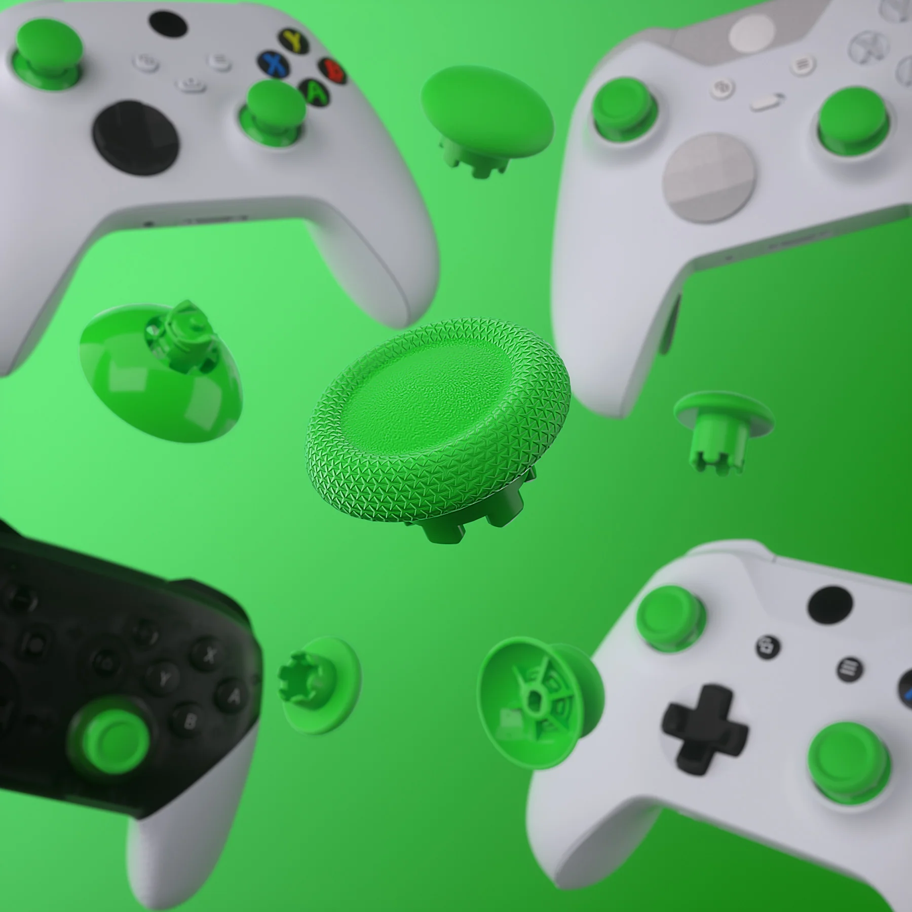 eXtremeRate EDGE Sticks Replacement Interchangeable Thumbsticks for Xbox Series X/S & Xbox Core & Xbox One X/S & Xbox Elite V1 & NS Switch Pro Controller - Green - Image 8