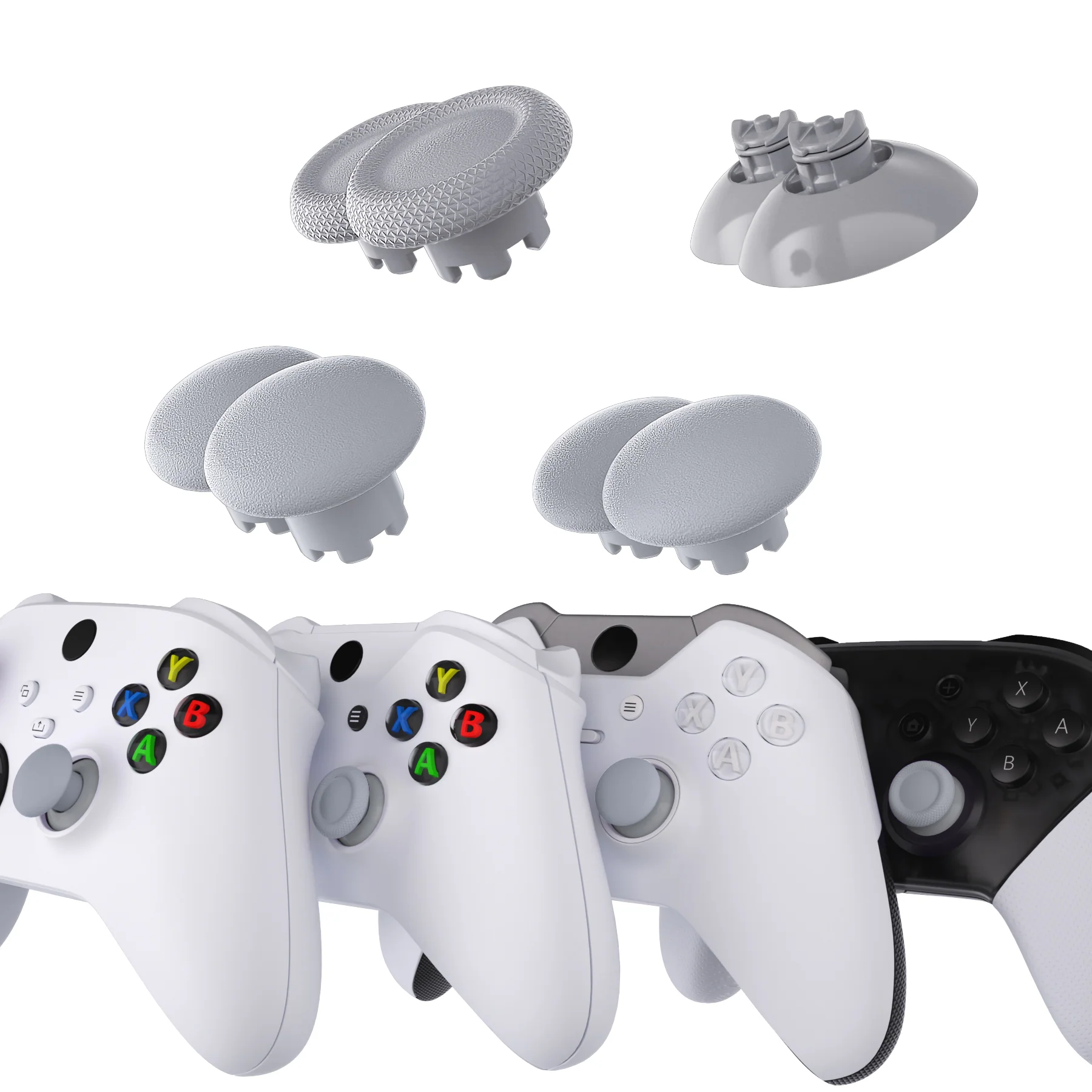 eXtremeRate EDGE Sticks Replacement Interchangeable Thumbsticks for Xbox Series X/S & Xbox Core & Xbox One X/S & Xbox Elite V1 & NS Switch Pro Controller - New Hope Gray - Image 4