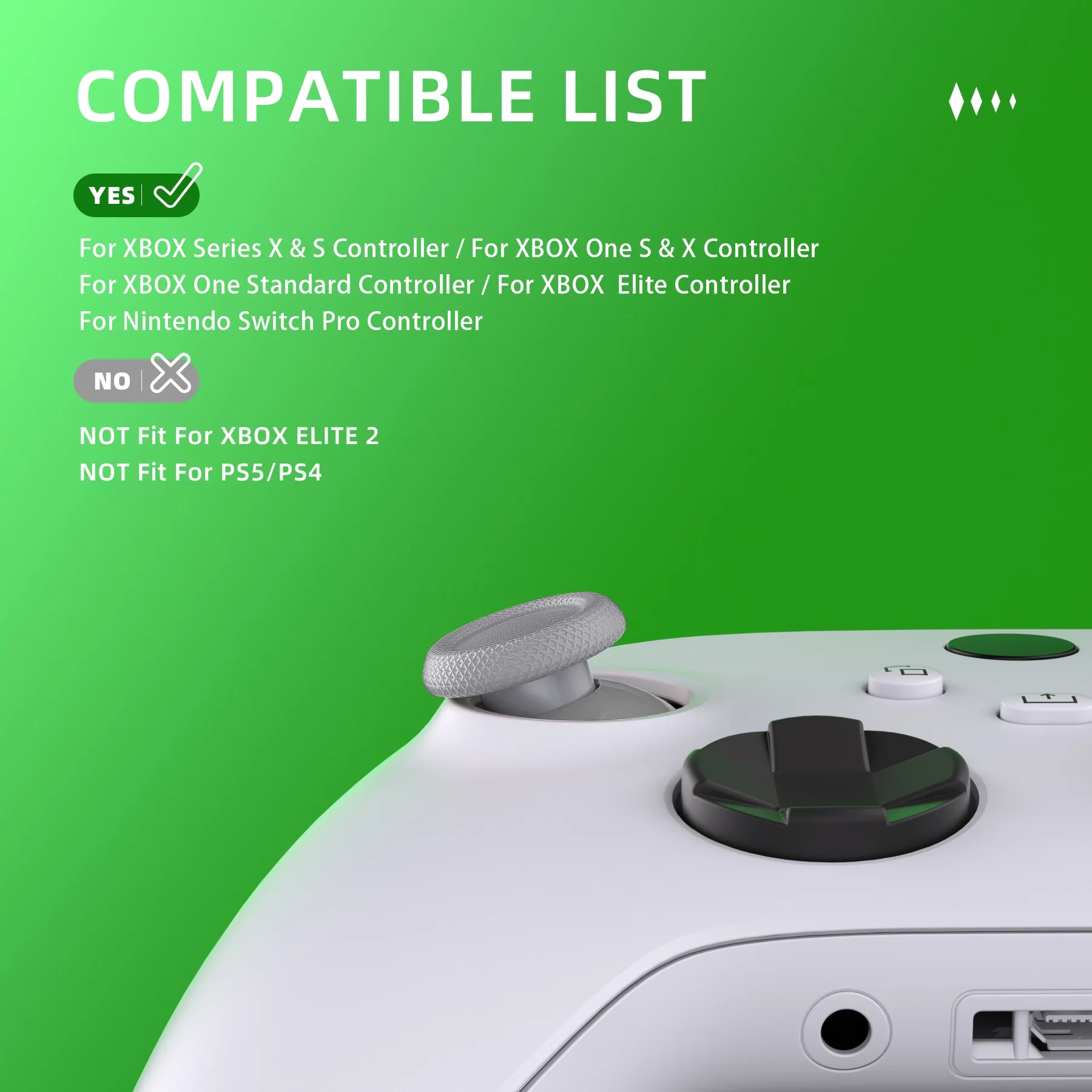 eXtremeRate EDGE Sticks Replacement Interchangeable Thumbsticks for Xbox Series X/S & Xbox Core & Xbox One X/S & Xbox Elite V1 & NS Switch Pro Controller - New Hope Gray - Image 5