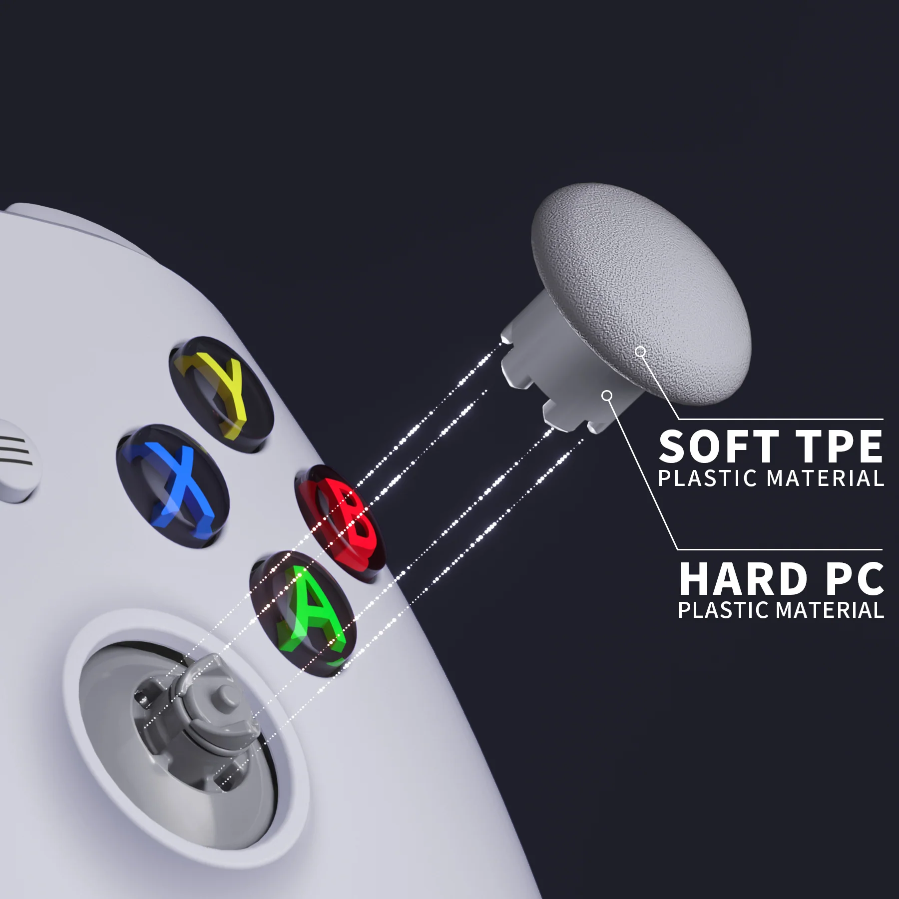 eXtremeRate EDGE Sticks Replacement Interchangeable Thumbsticks for Xbox Series X/S & Xbox Core & Xbox One X/S & Xbox Elite V1 & NS Switch Pro Controller - New Hope Gray - Image 7